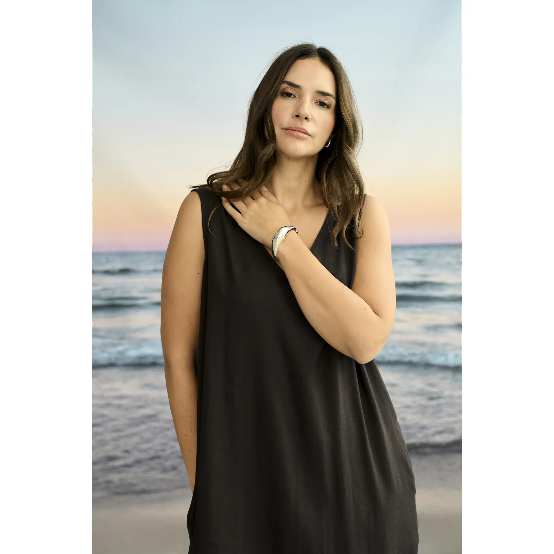 Ärmelloses Kleid, Damen Kaffe Curve Mille