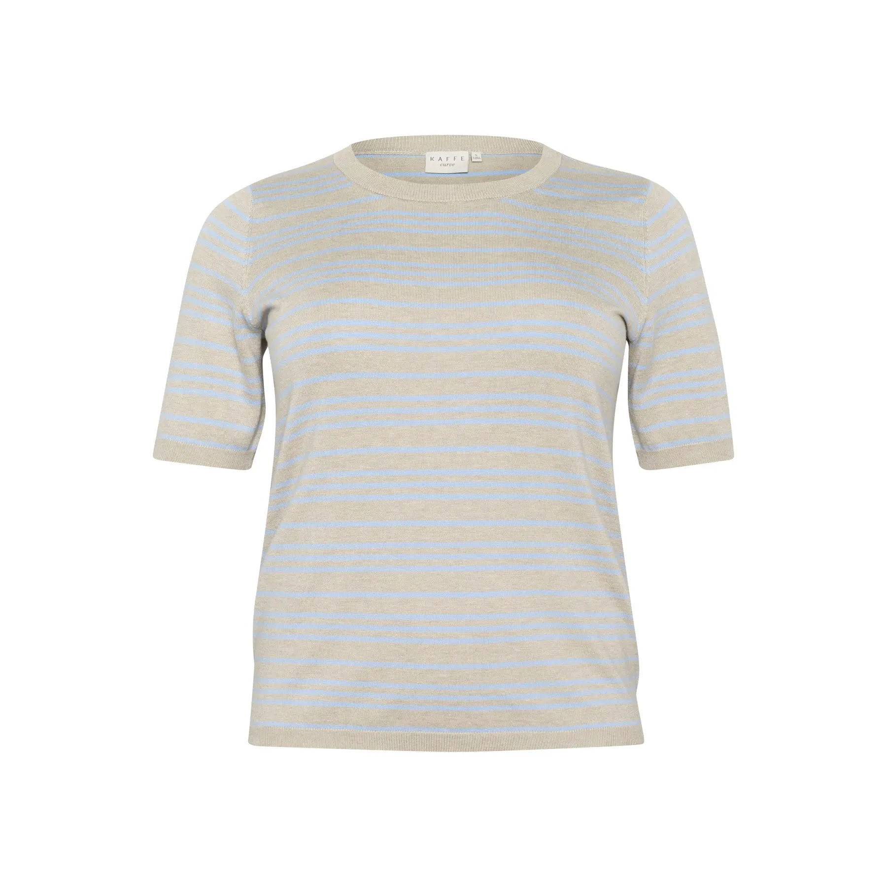 Gestreifter Pullover mit kurzen Ärmeln für Frauen KAFFE Curve Lizzy