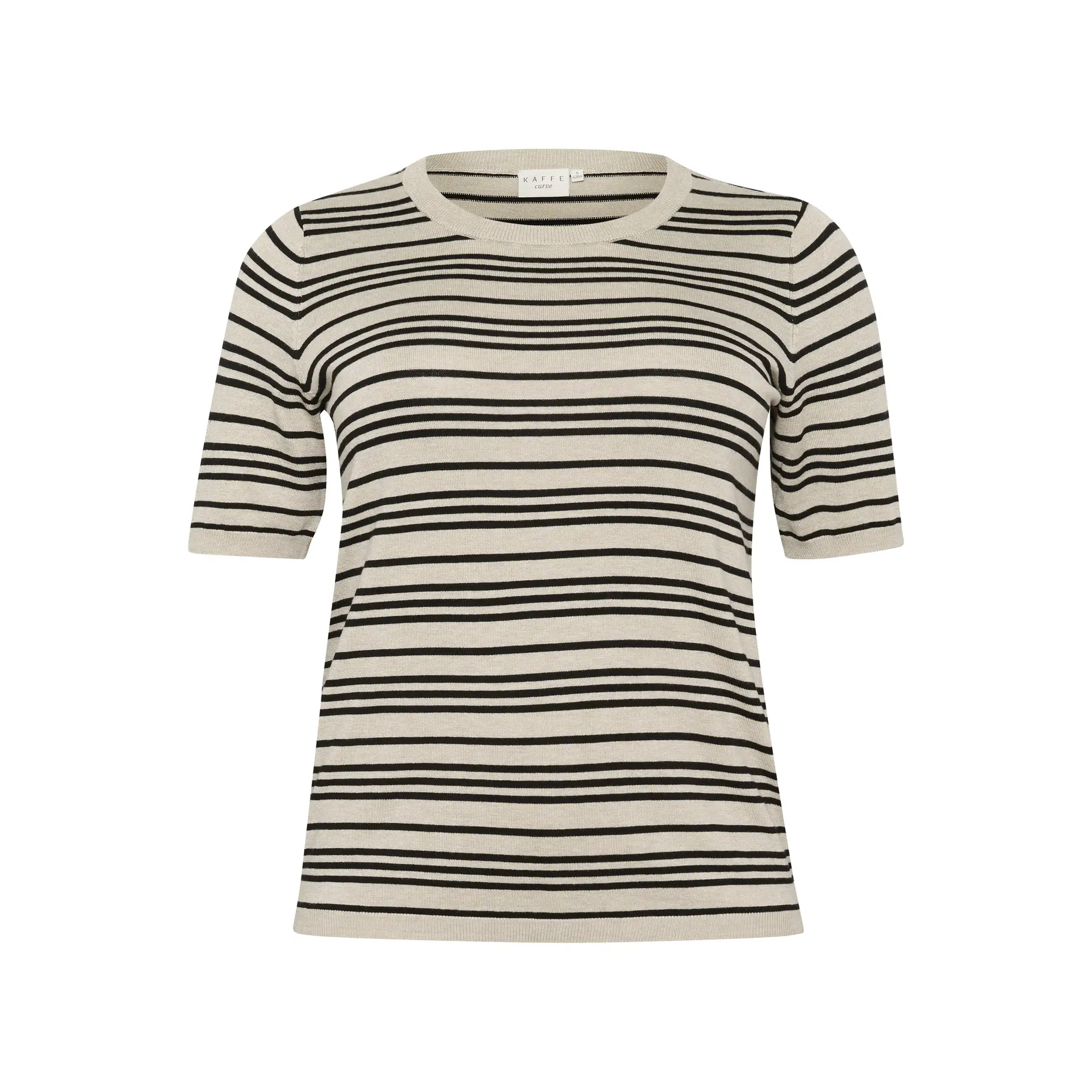 Gestreifter Pullover mit kurzen Ärmeln für Frauen KAFFE Curve Lizzy