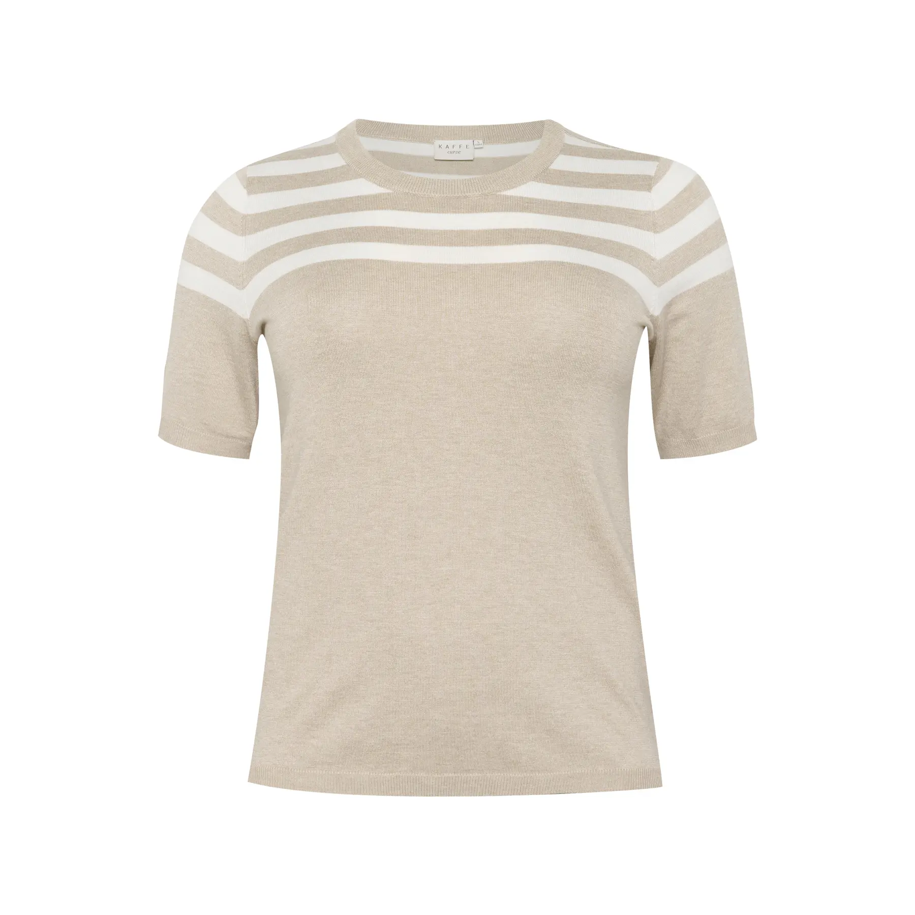 Gestreifter Pullover mit kurzen Ärmeln für Frauen KAFFE Curve Lizzy