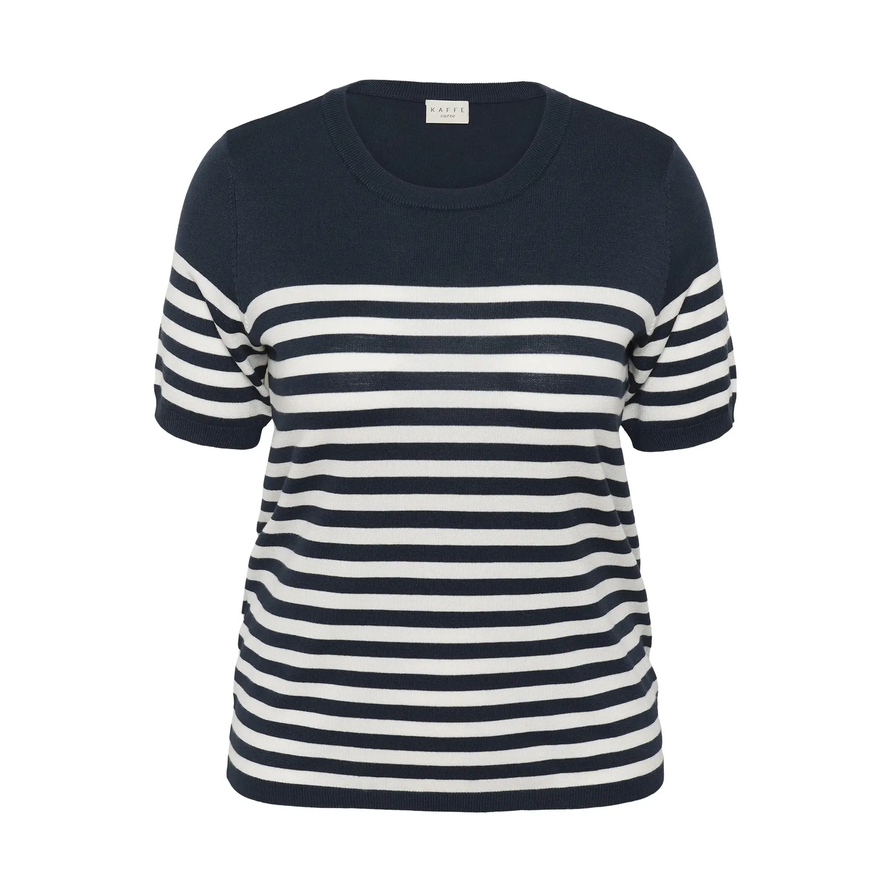 Gestreifter Pullover mit kurzen Ärmeln für Frauen KAFFE Curve Lizzy