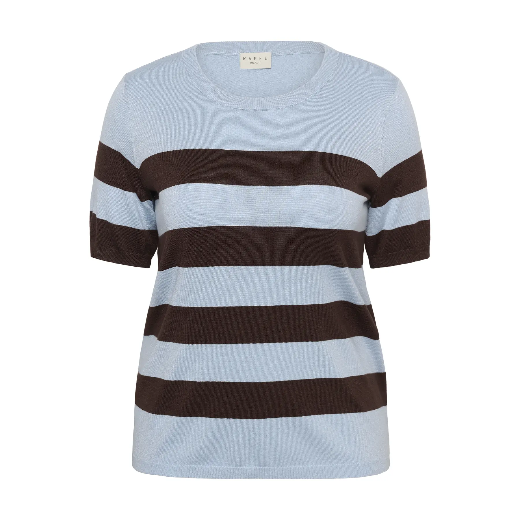 Gestreifter Pullover mit kurzen Ärmeln für Frauen KAFFE Curve Lizzy