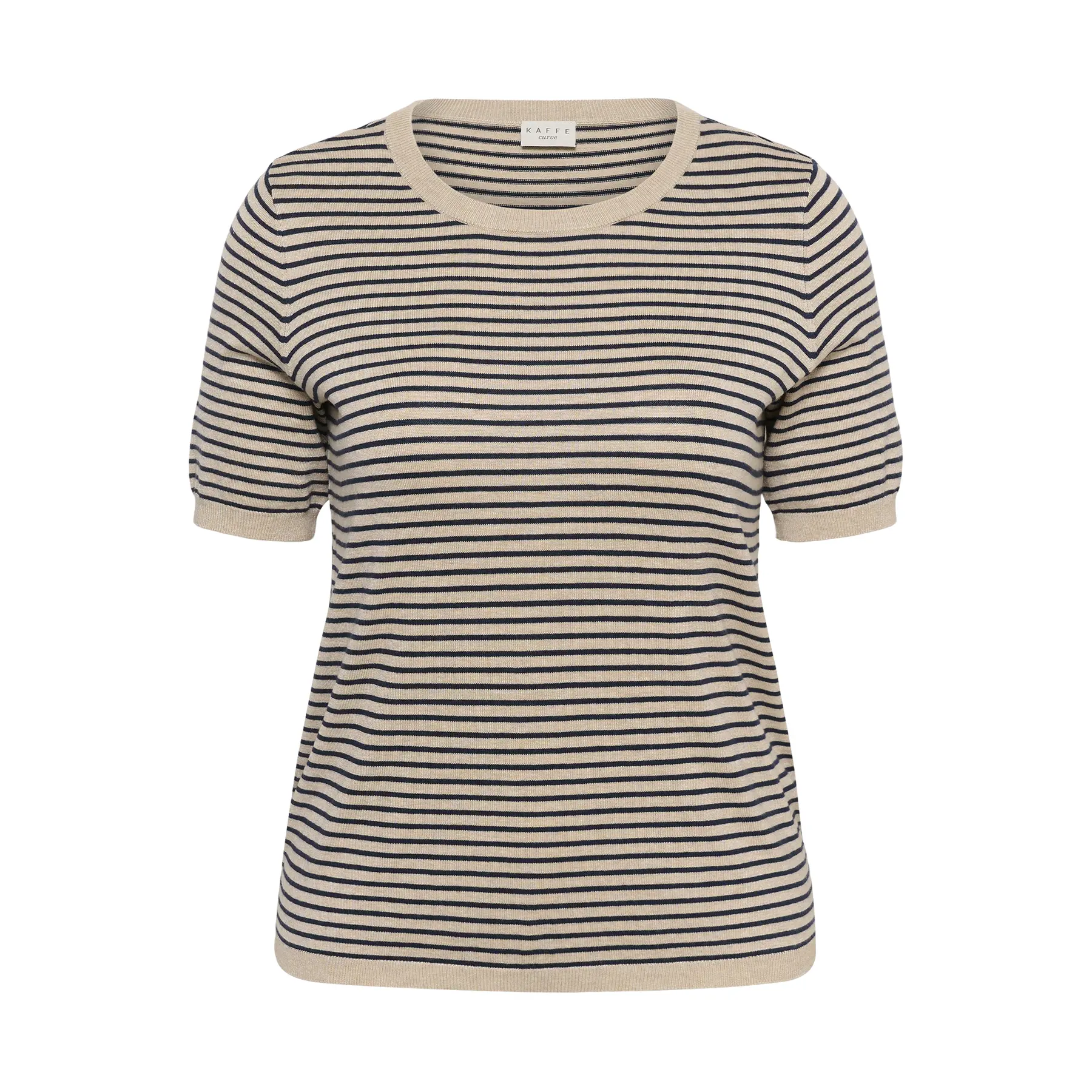 Gestreifter Pullover mit kurzen Ärmeln für Frauen KAFFE Curve Lizzy