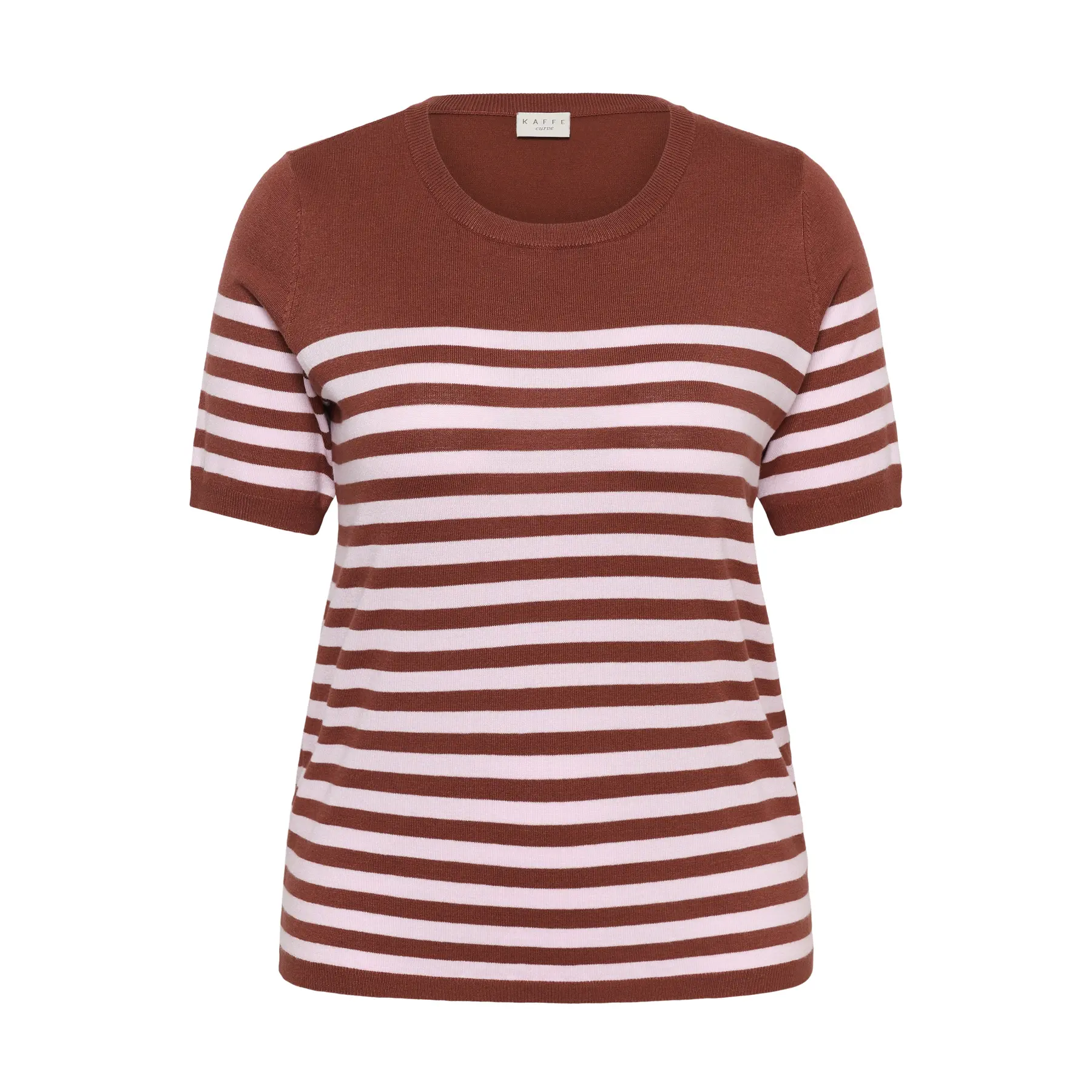 Gestreifter Pullover mit kurzen Ärmeln für Frauen KAFFE Curve Lizzy