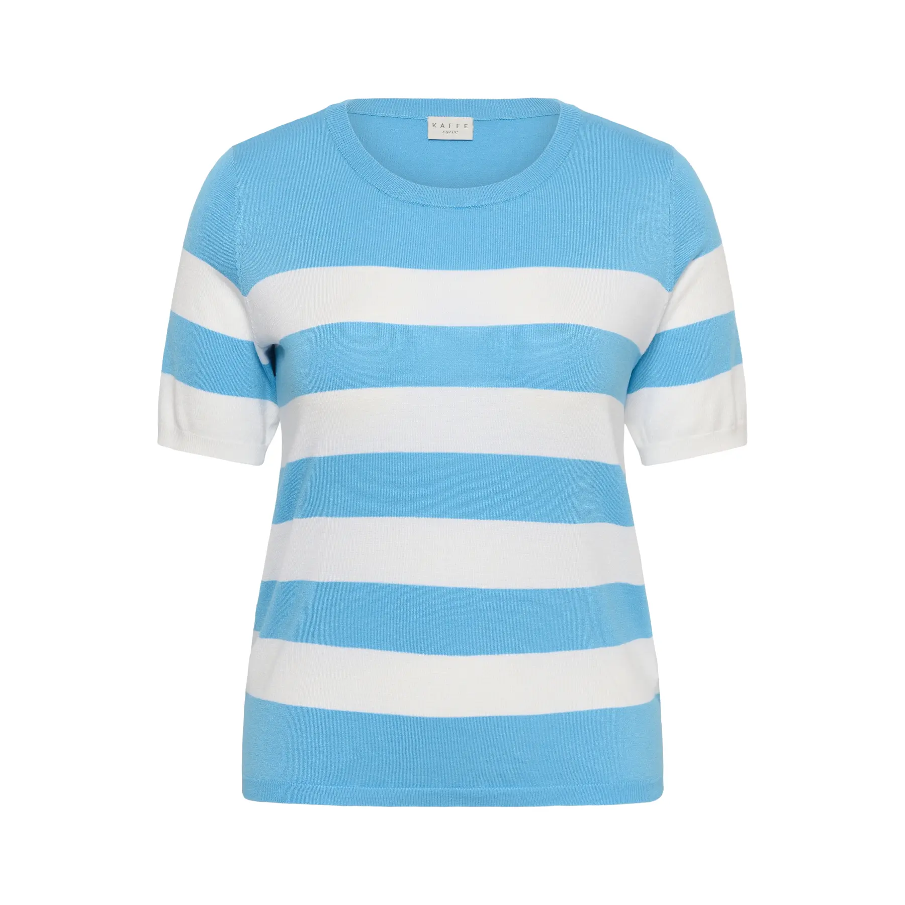 Image of Gestreifter Pullover mit kurzen Ärmeln für Frauen KAFFE Curve Lizzy