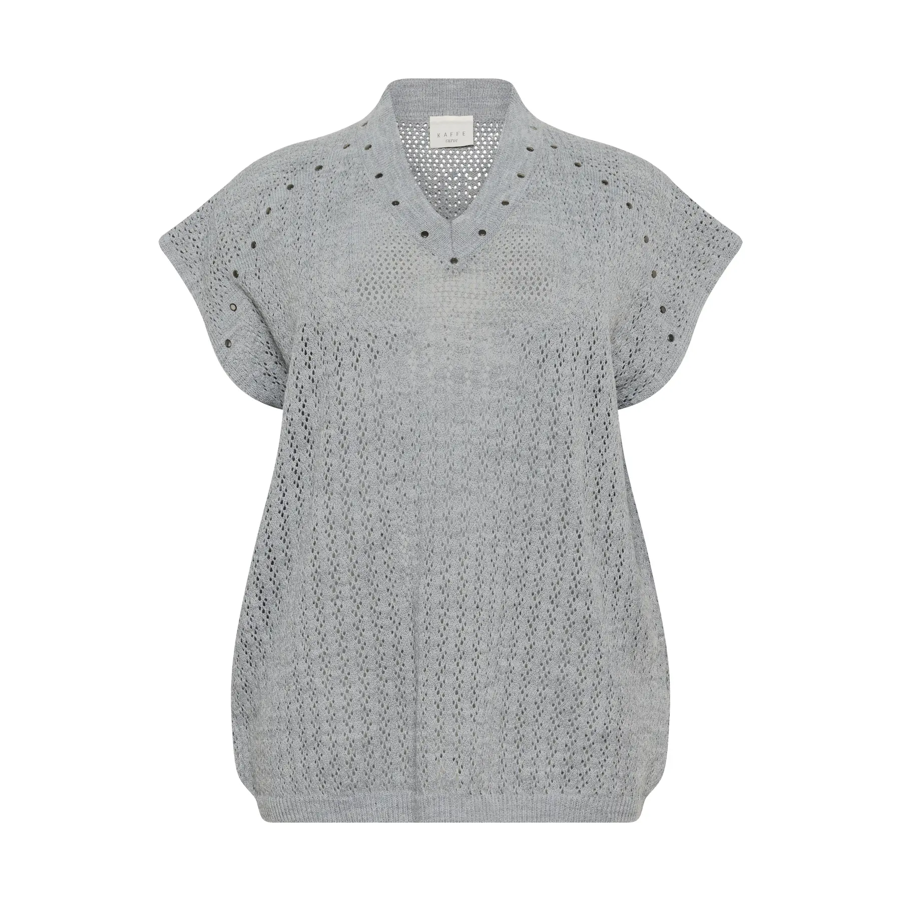 Knitted women's poncho KAFFE Curve Rosa