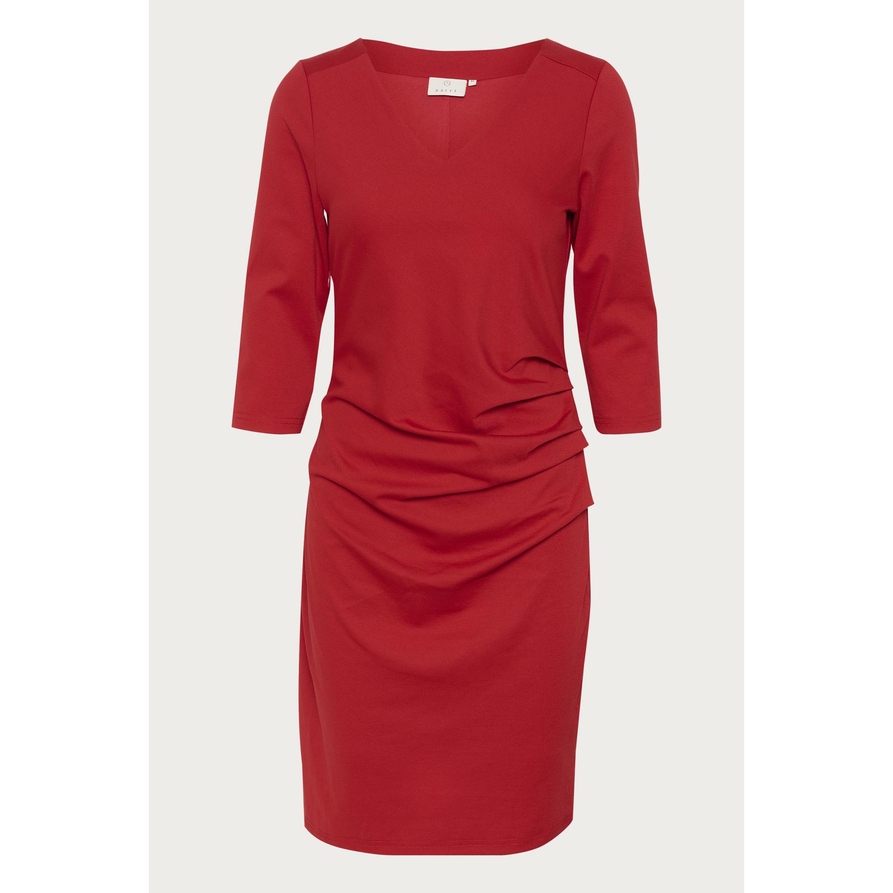 5715375895810 - Enganliegendes Kleid mit V-Ausschnitt und langen Ärmeln für Damen KAFFE India 3 4