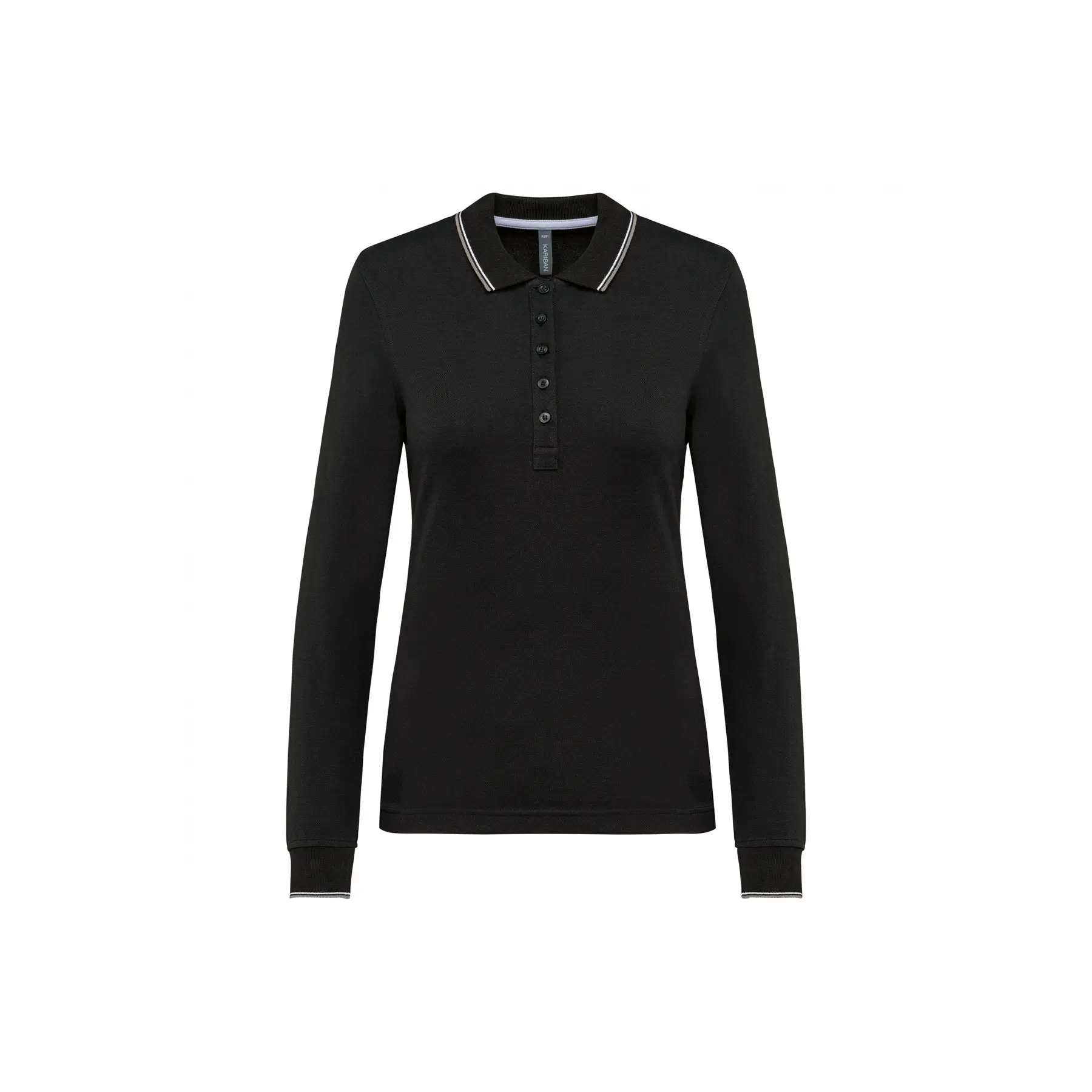 Polo-Shirt Aus Piqué-Strick Langarm, Damen Kariban