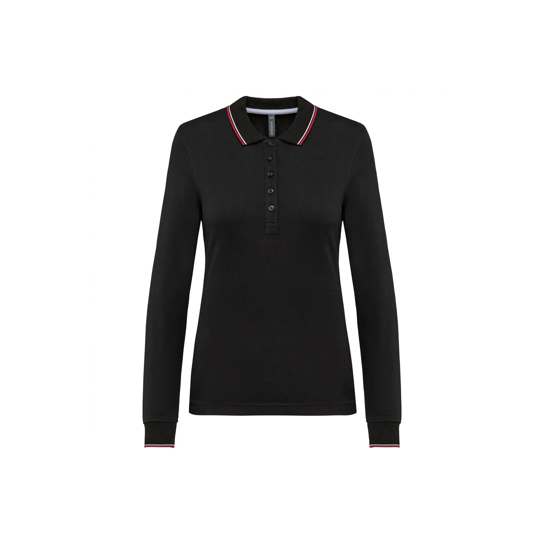 Polo-Shirt Aus Piqué-Strick Langarm, Damen Kariban