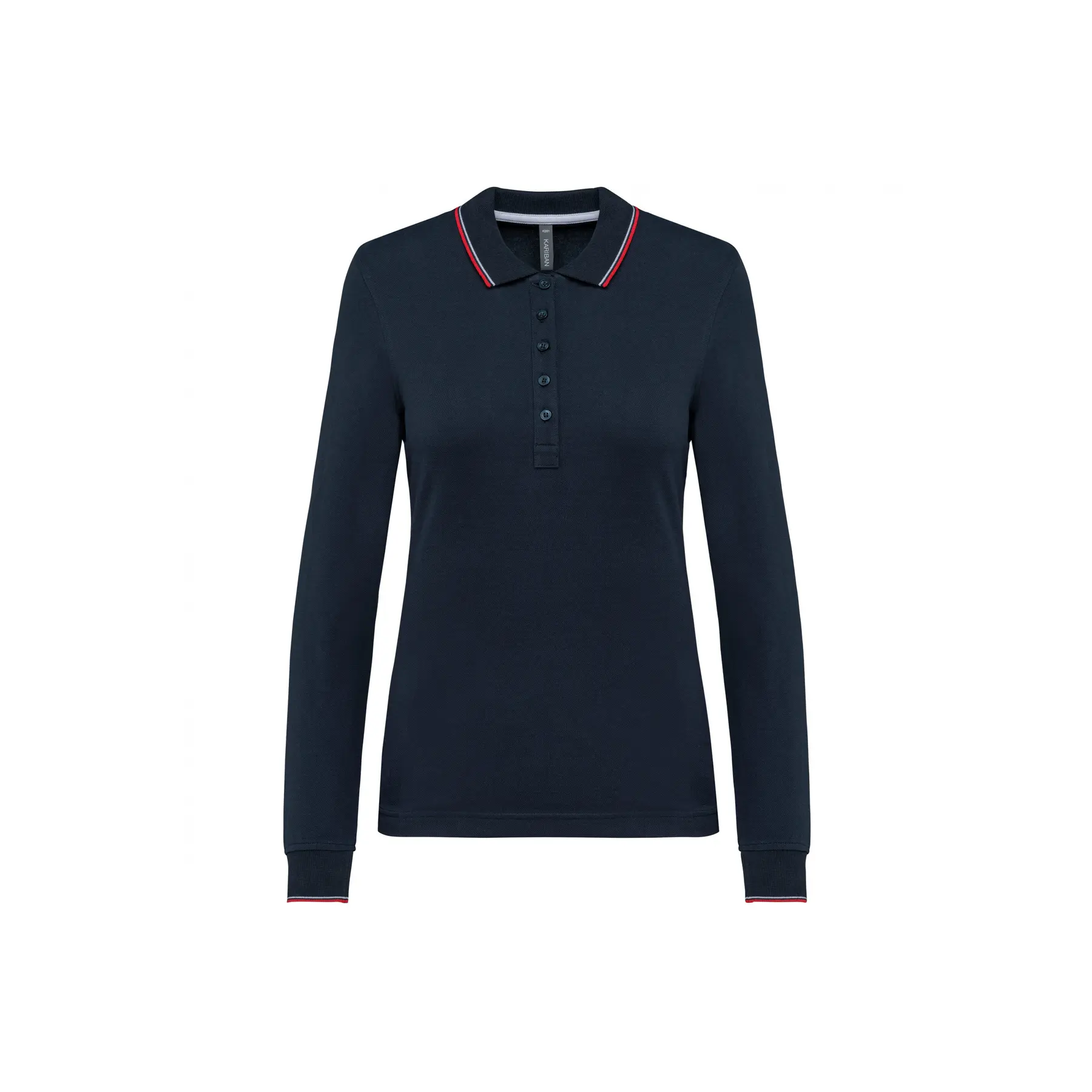 Polo-Shirt Aus Piqué-Strick Langarm, Damen Kariban