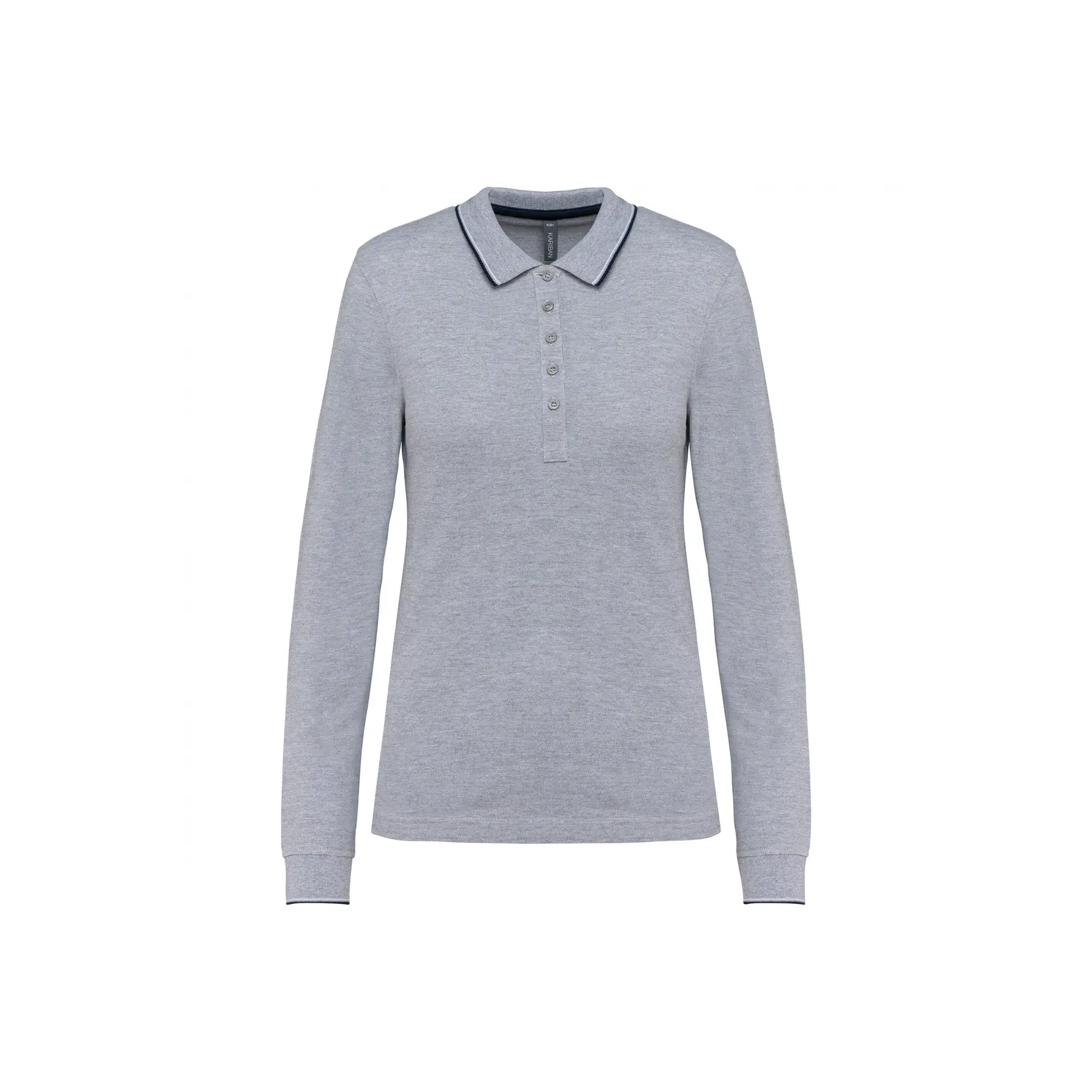 Polo-Shirt Aus Piqué-Strick Langarm, Damen Kariban