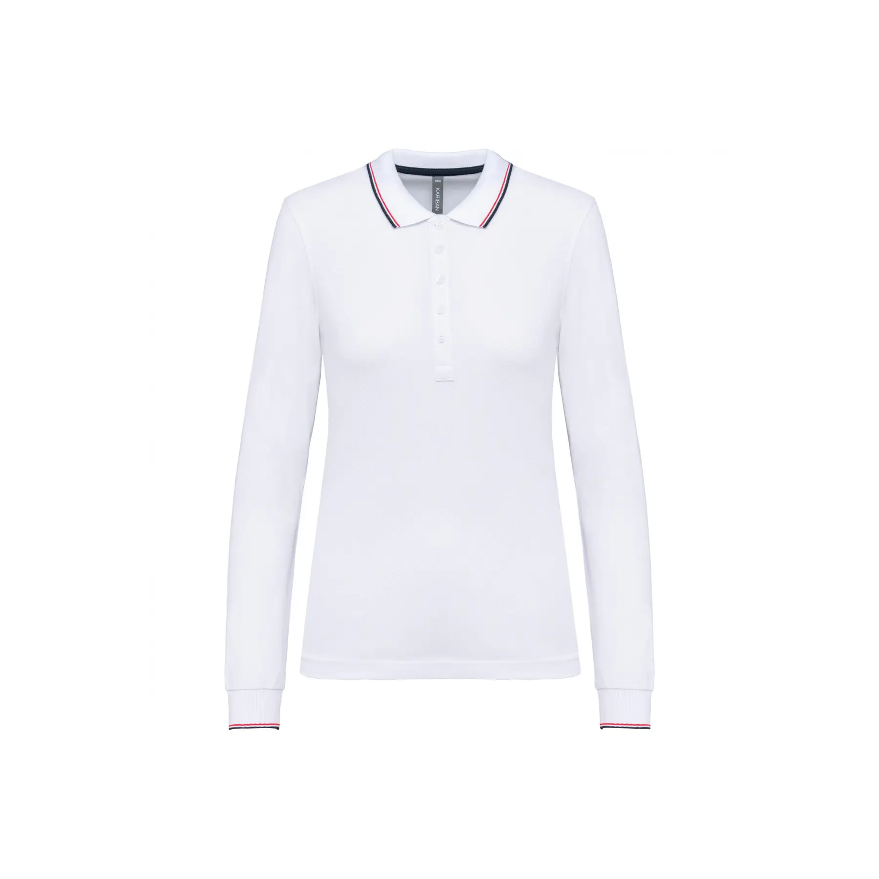 Polo-Shirt Aus Piqué-Strick Langarm, Damen Kariban