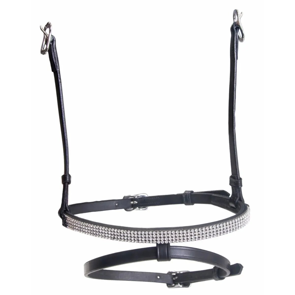 Karlslund Blanc Combination Horse Noseband With 4 Rows Of Crystals Kombi