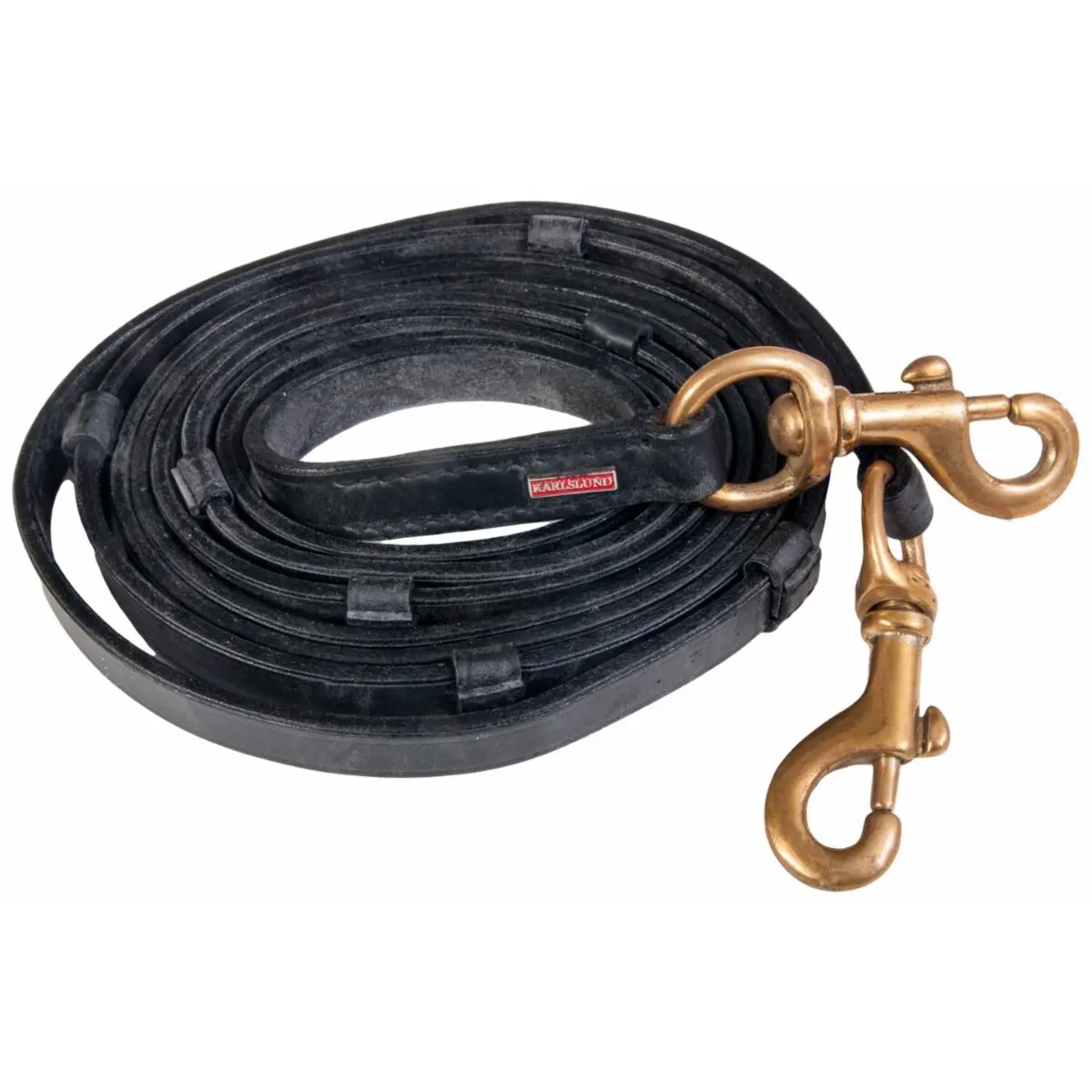 Karlslund Noir Brass Leather Horse Reins
