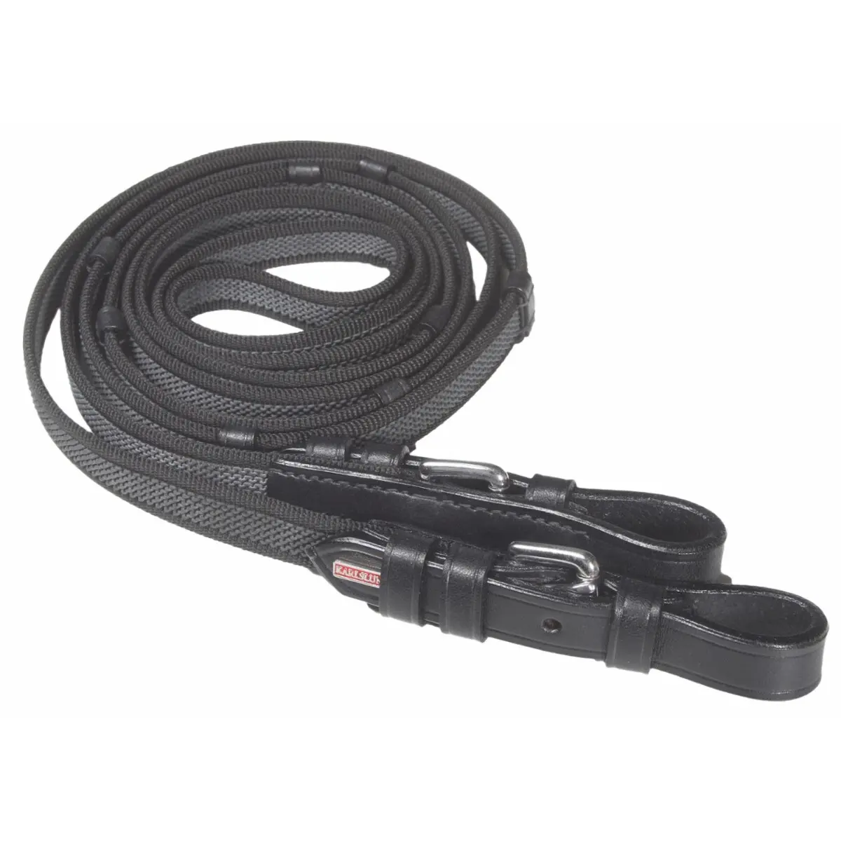 Karlslund Noir Horse Reins With Buckles And Stoppers