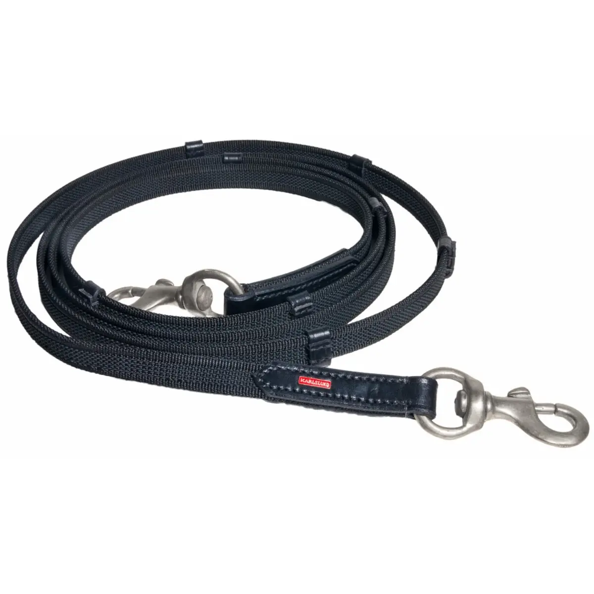 Karlslund Noir Rubber Horse Reins With Stoppers