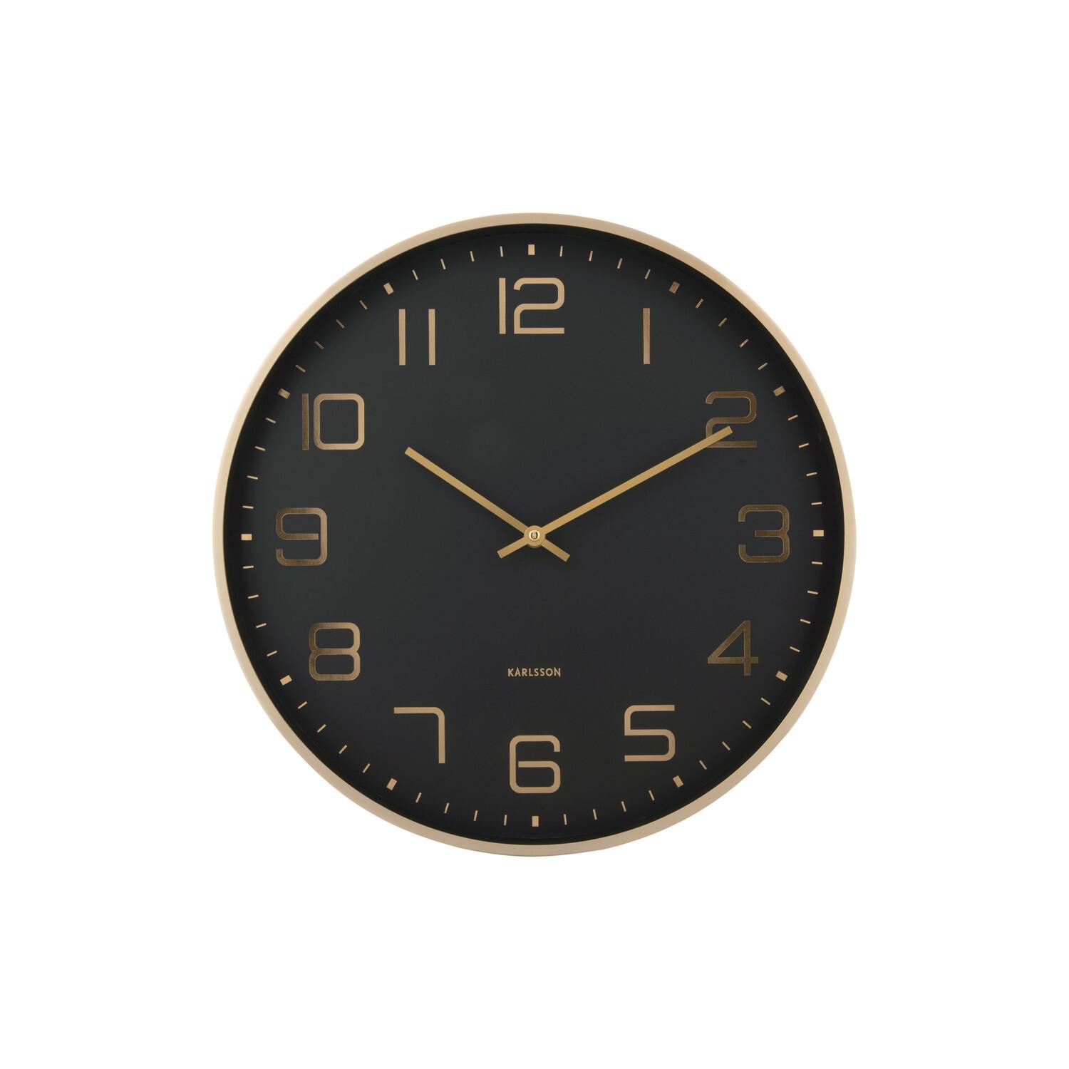 8714302755439 - Wanduhr Elegance Glow  Schwarz Gold  Metall  40x40x42 cm  Dekoration Uhren Wanduhren