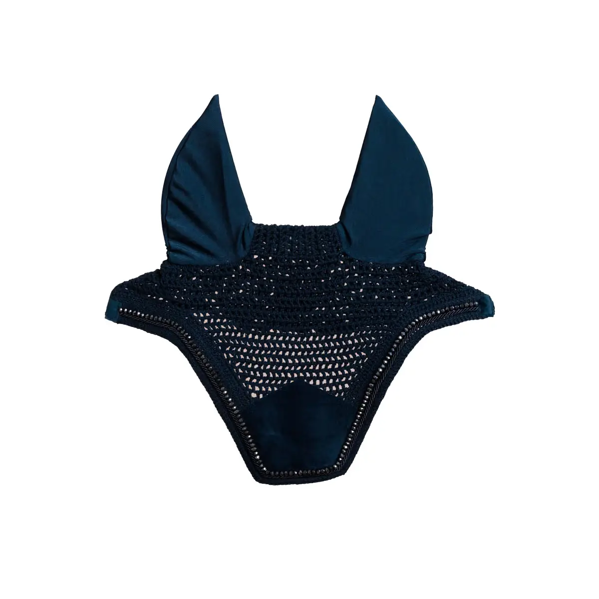 Kentucky Horsewear Bleu Short Noise-Cancelling Bonnet For Horse With Beads Wellington