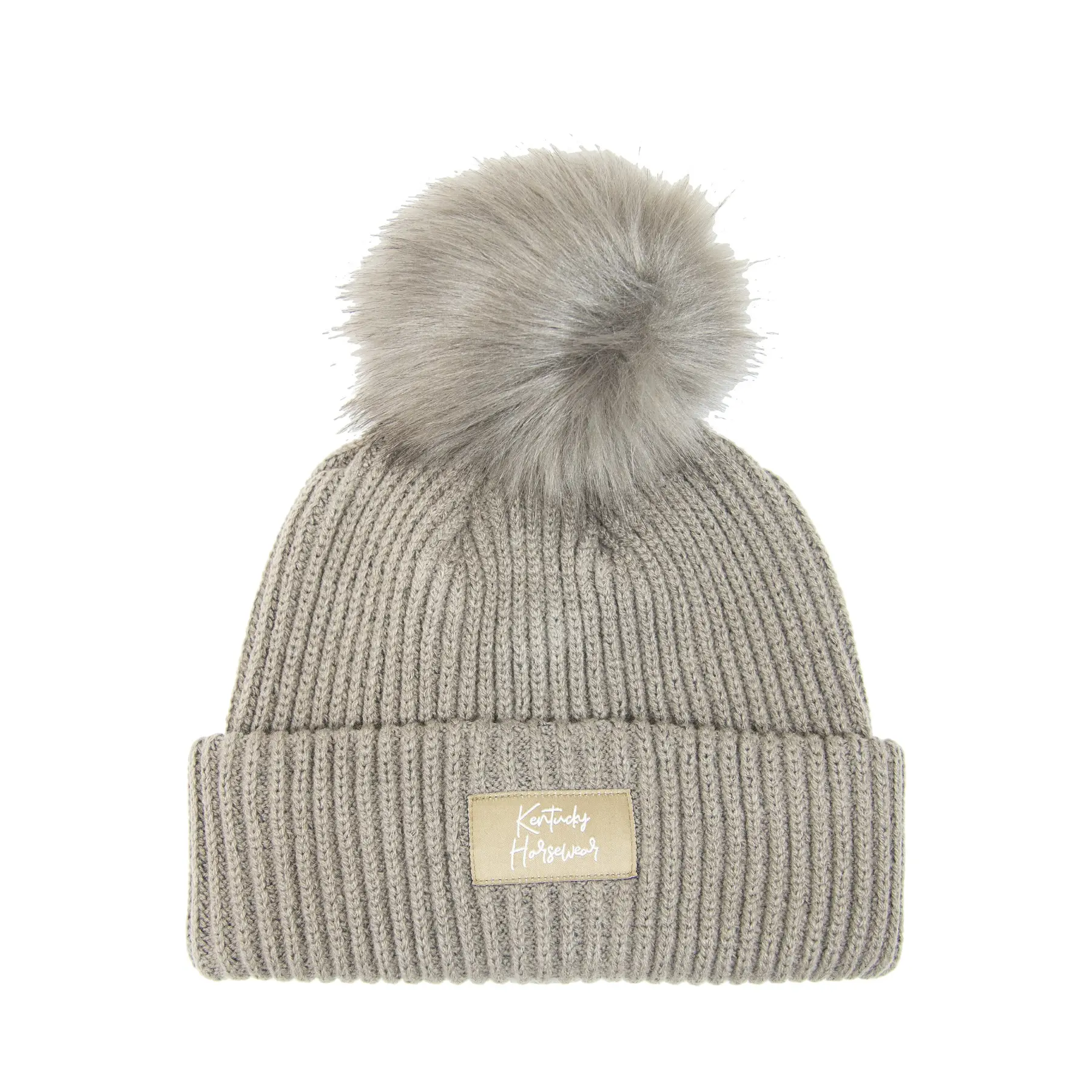 Kentucky Horsewear Women's Beige Beanie With Pom-Pom Kentucky
