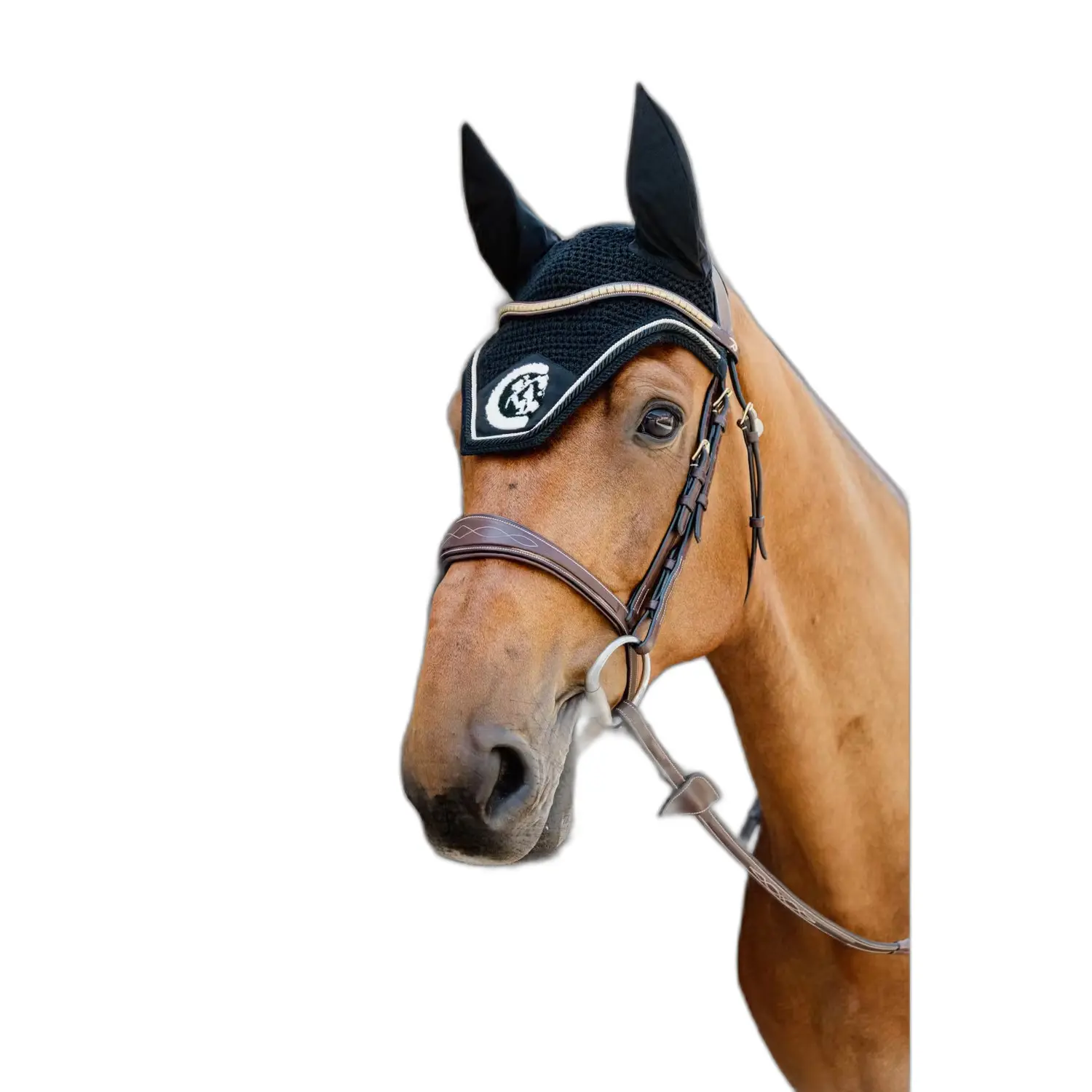 Kentucky Horsewear Noir Fly Mask Kentucky Wellington 3D Logo