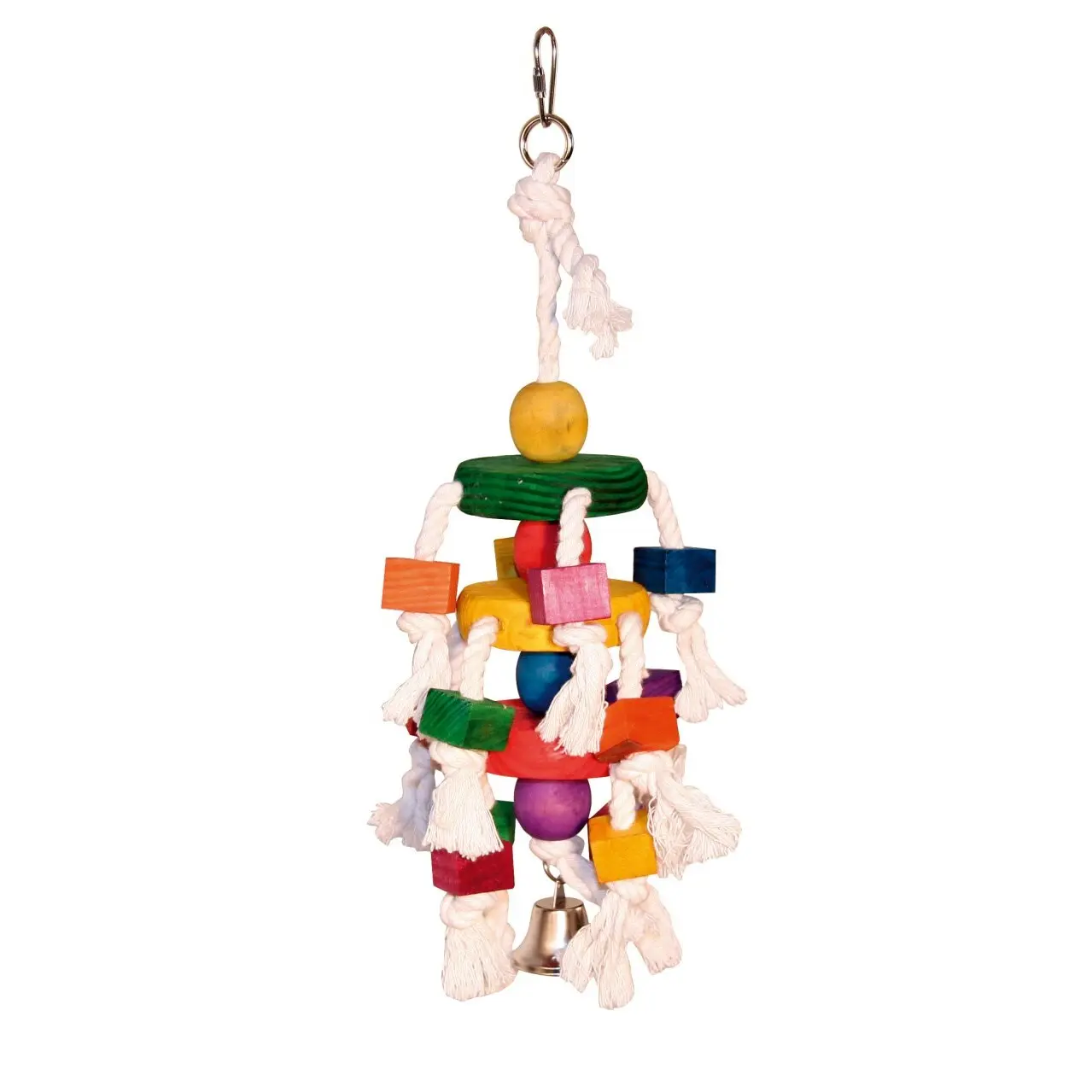 Kerbl Multicolore Wooden Parrot Toy With Rope And Bell