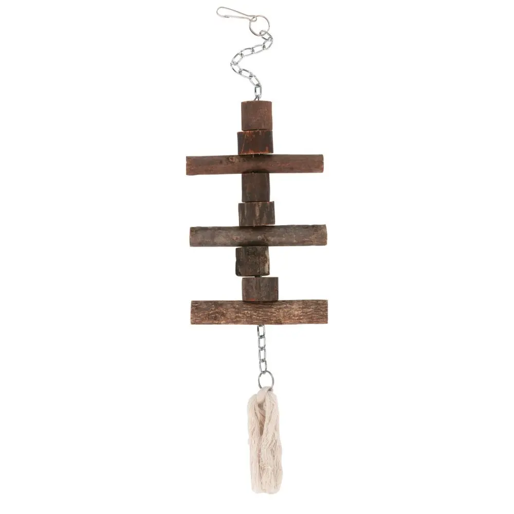 Kerbl Marron Wooden Suspension Toy With Chain/Carabiner (X1)