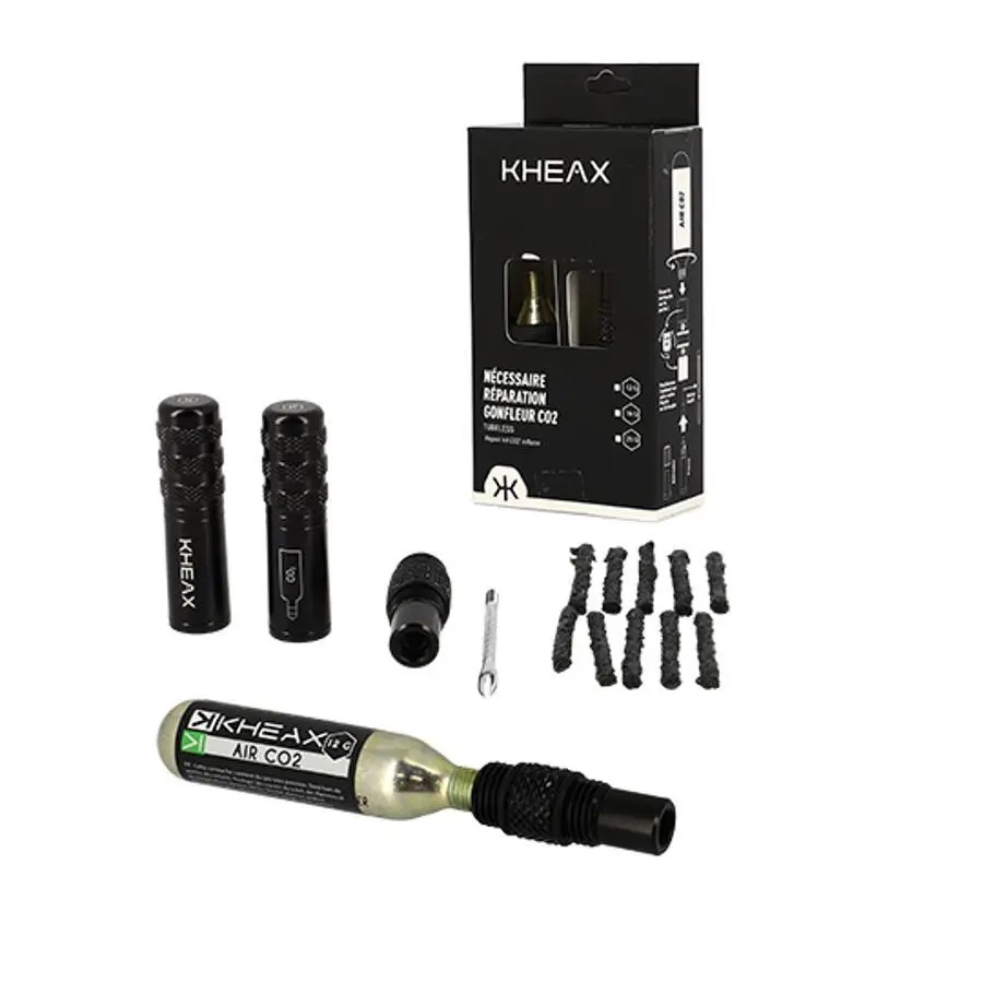 Velo Store - UK Tubeless alu repair kit with cartridge tip Kheax CO2 12GR | Extra 10% off with Subscription, Postage £16.79 to UK Fedex.