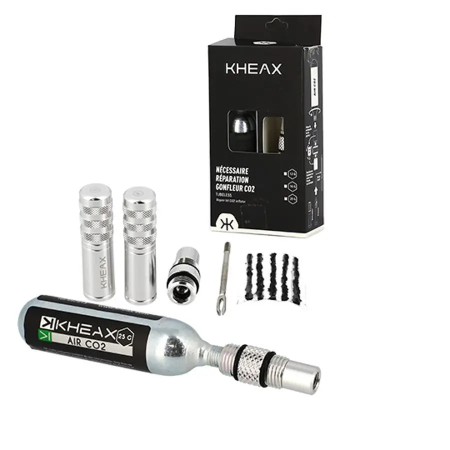 Velo Store - UK Tubeless alu repair kit with cartridge tip Kheax CO2 25GR | Extra 10% off with Subscription, Postage £16.79 to UK Fedex.