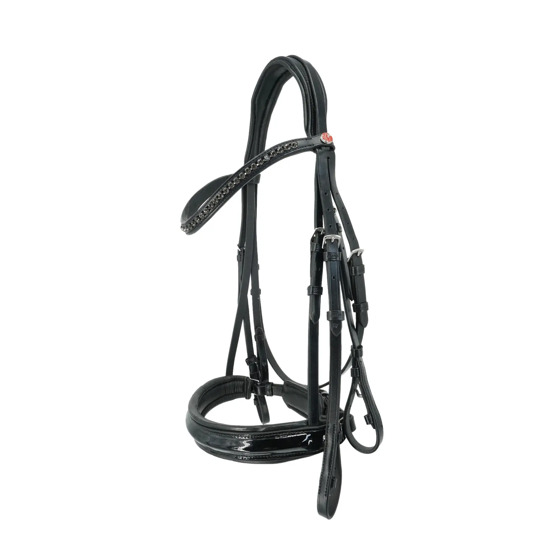 Meilleurs prix pour Bride équitation double Kieffer Paris with square chrome buckles