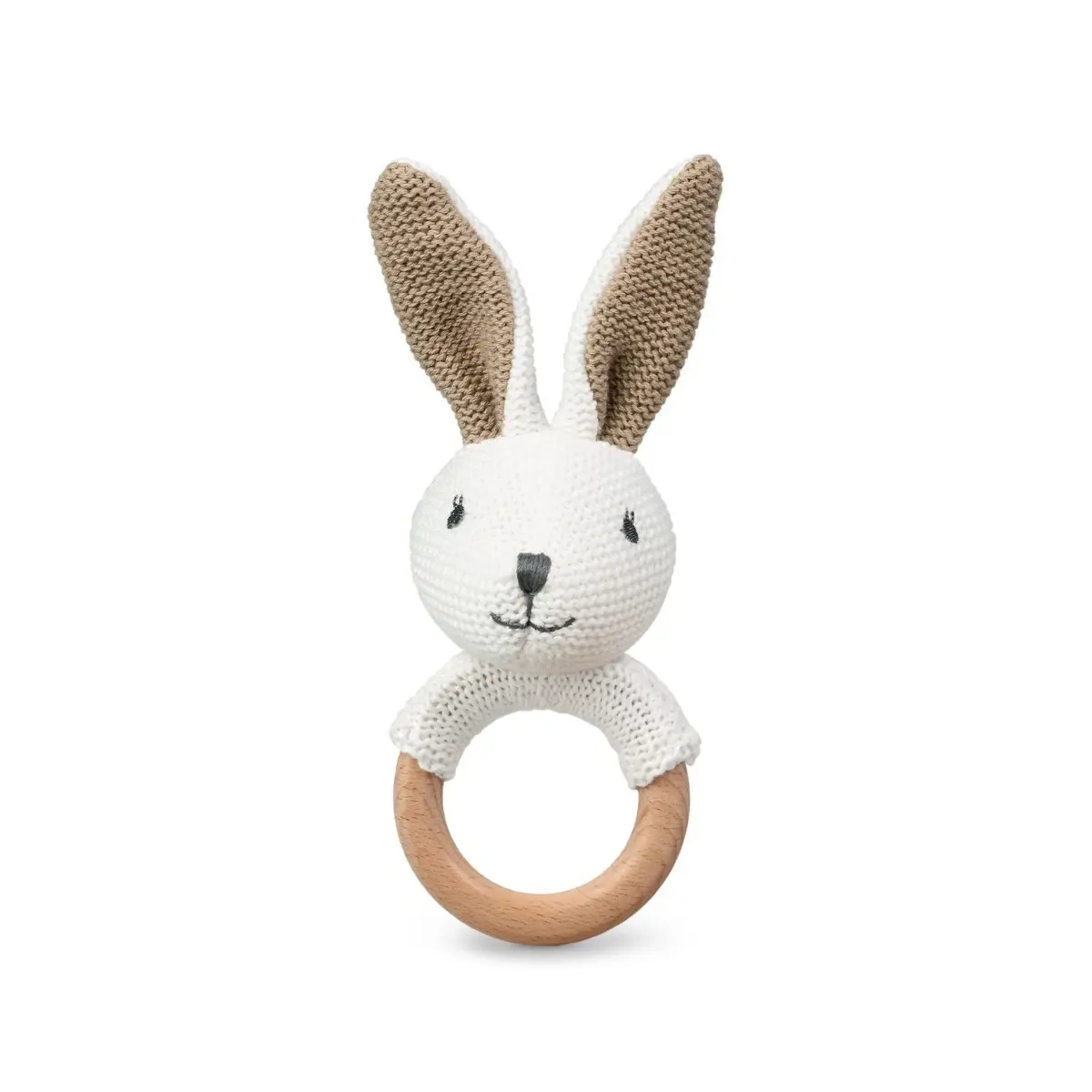 Anneau de dentition lapinou en bois et coton Kiokids