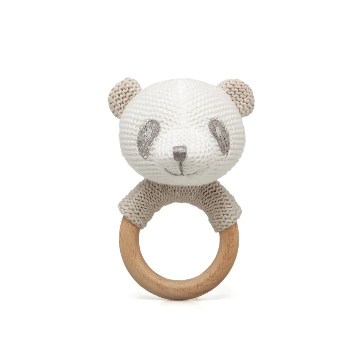 Anneau de dentition en bois et hochet Kiokids Panda