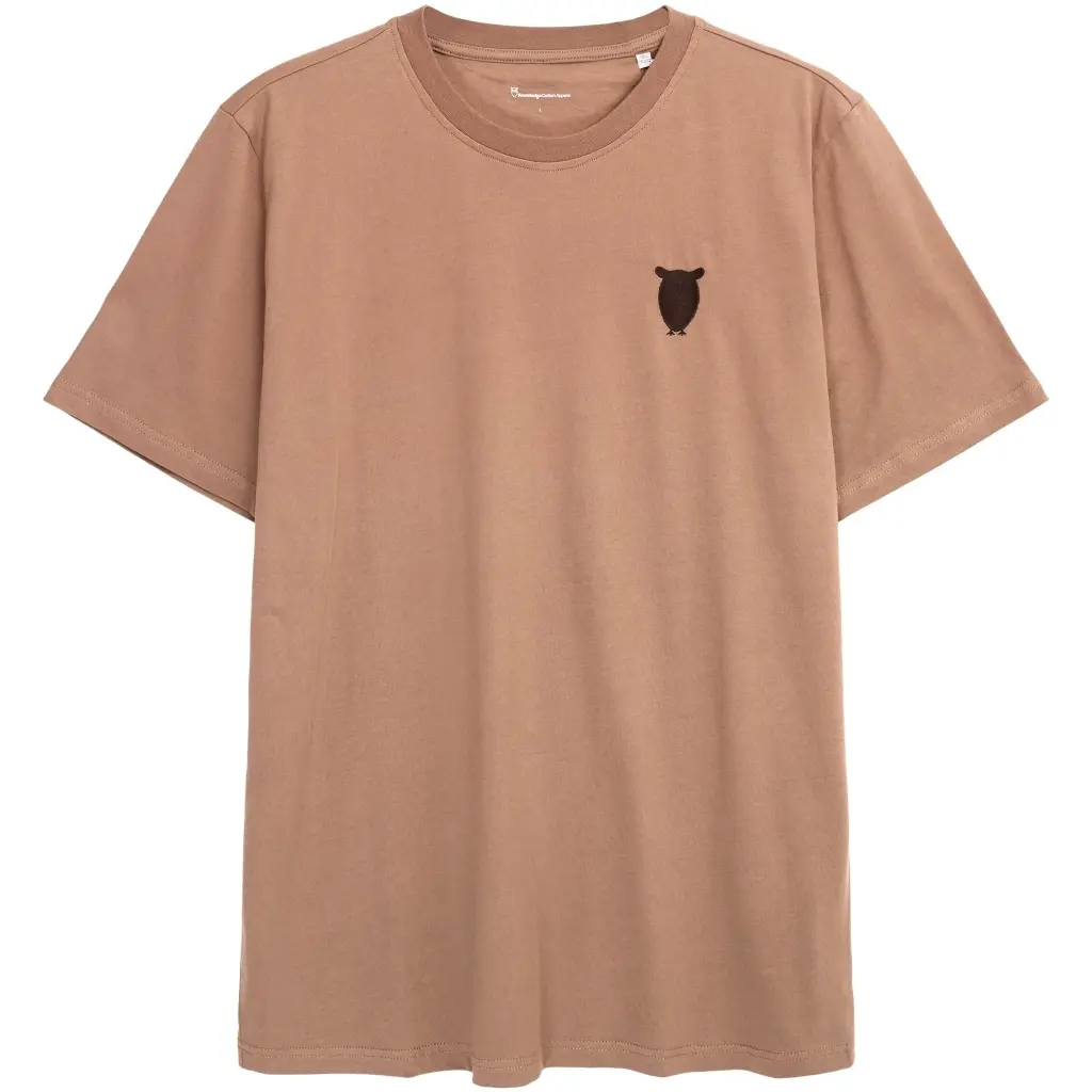 Knowledgecotton Apparel Men's Marron Embroidered T-Shirt