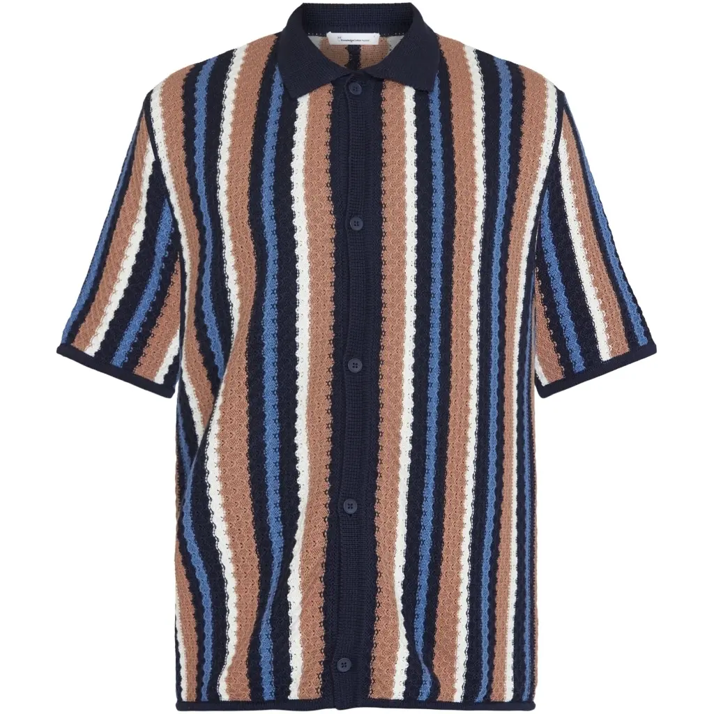 Hemd KnowledgeCotton Apparel Loose Striped Knitted GOTS/Vegan