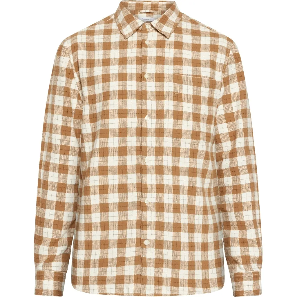 Langarmhemd mit Karos KnowledgeCotton Apparel Loose GOTS/Vegan