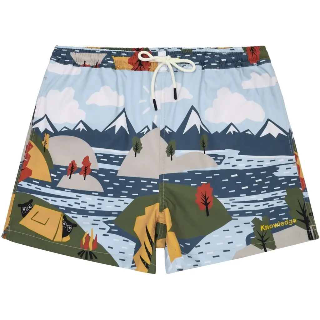 Knowledgecotton Apparel Men's Bleu Swim Shorts Printed