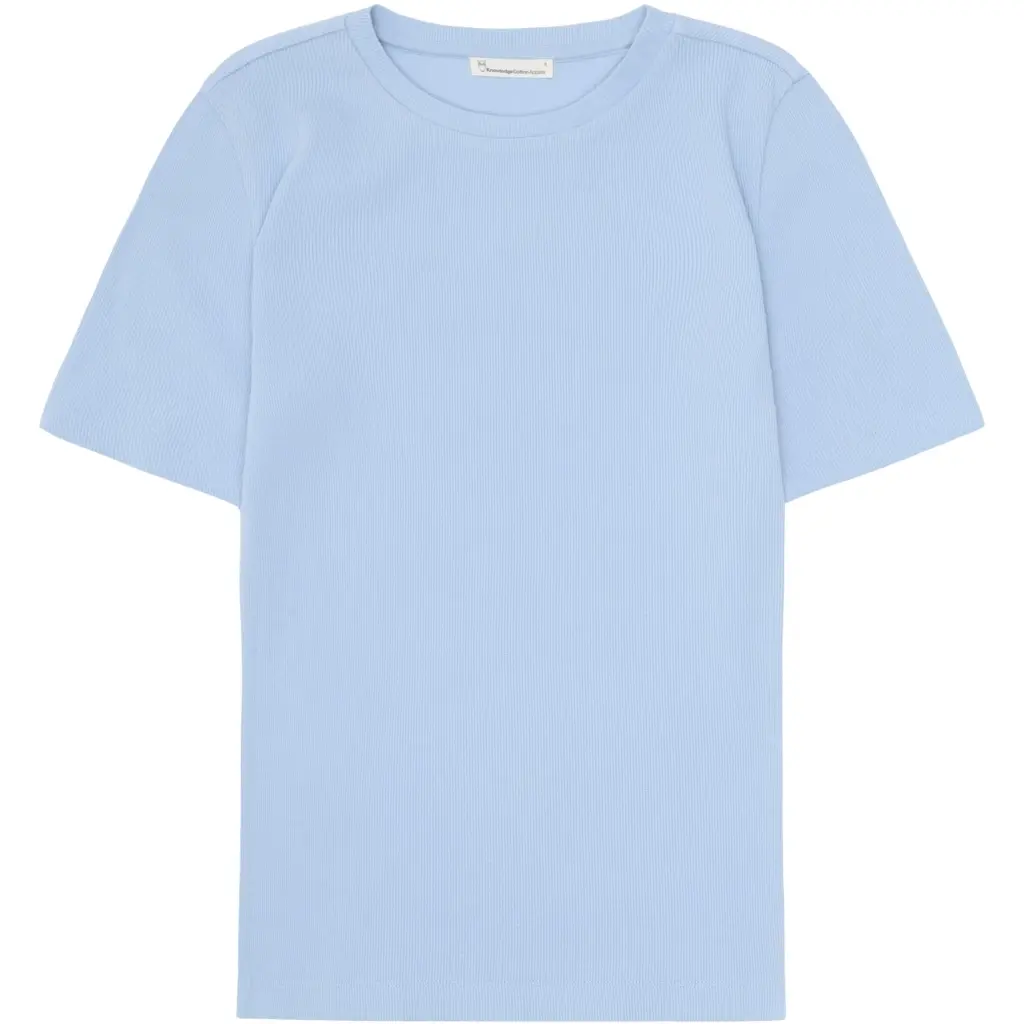 Knowledgecotton Apparel Women's Bleu Ribbed T-Shirt
