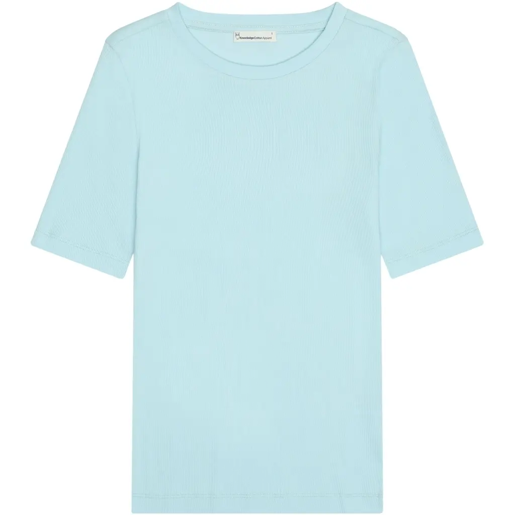 Knowledgecotton Apparel Women's Bleu Ribbed T-Shirt