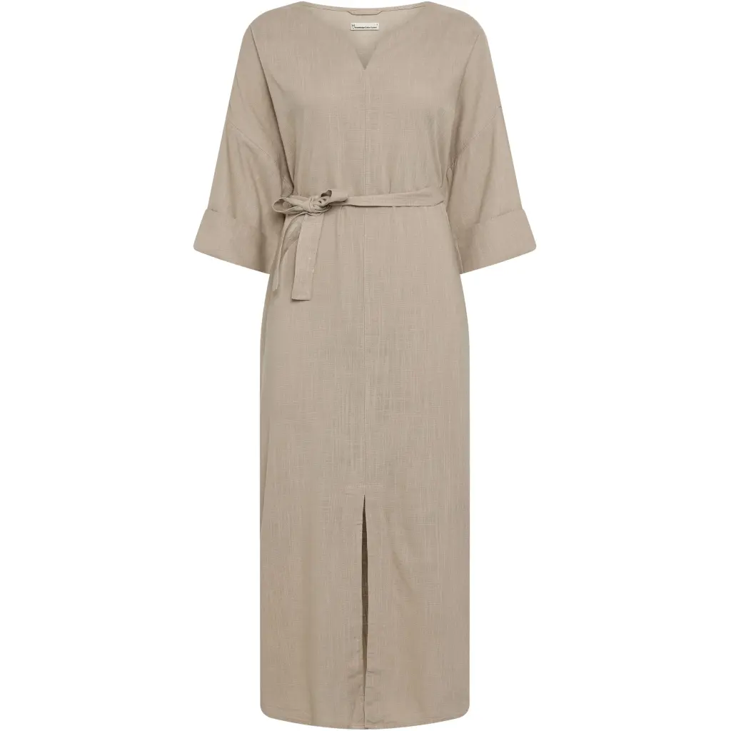 Image of Kleid V-Ausschnitt Damen KnowledgeCotton Apparel Linen