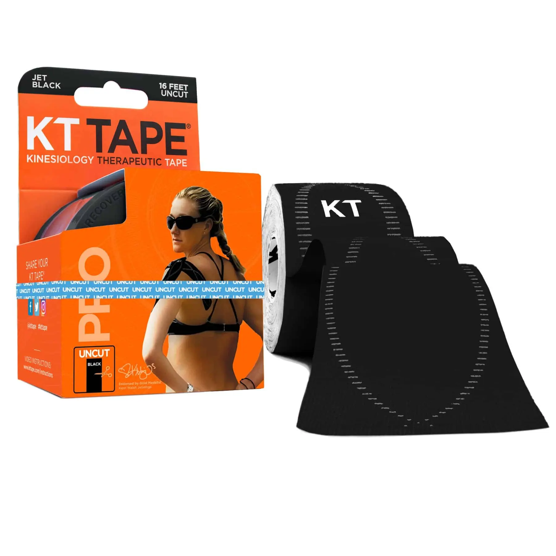 Kt Tape Unisex Noir Uncut Kinesiology Band Pro