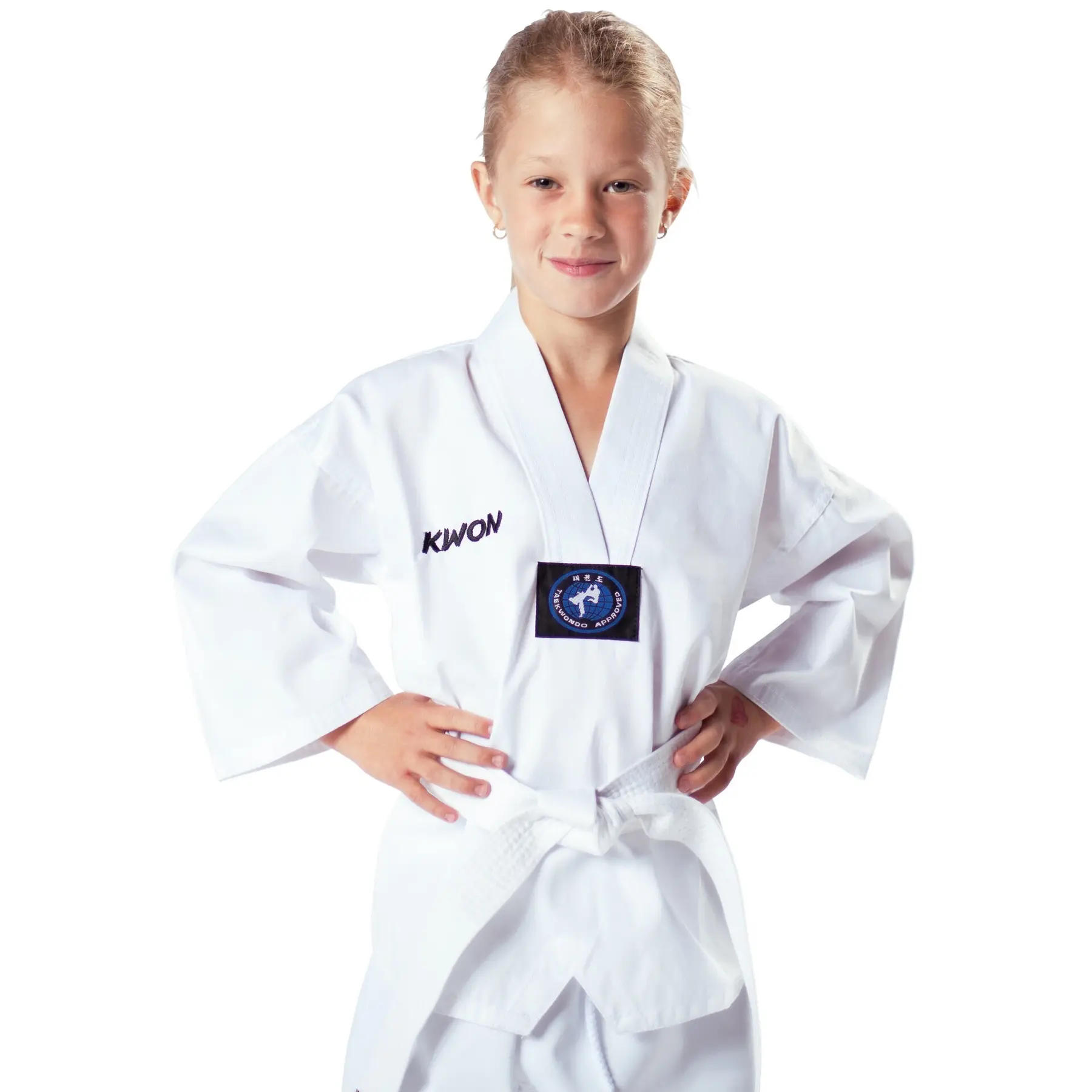 Kimonojacke mit V-Ausschnitt, Mädchen Kwon Clubline Weiß