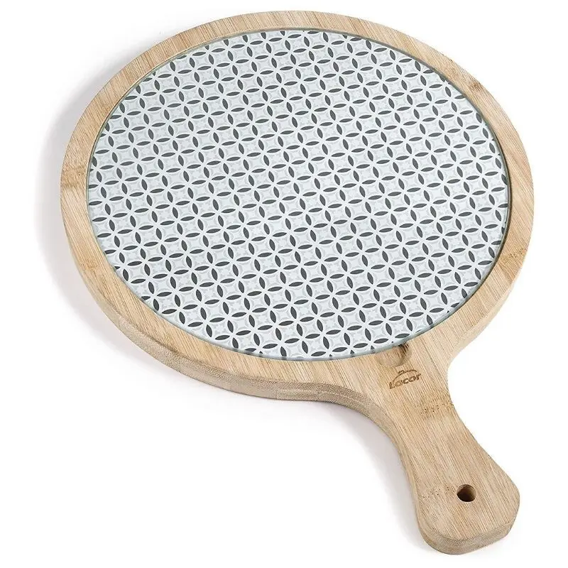 8414271610493 - Schneidebrett rund Glas und Bambus Lacor