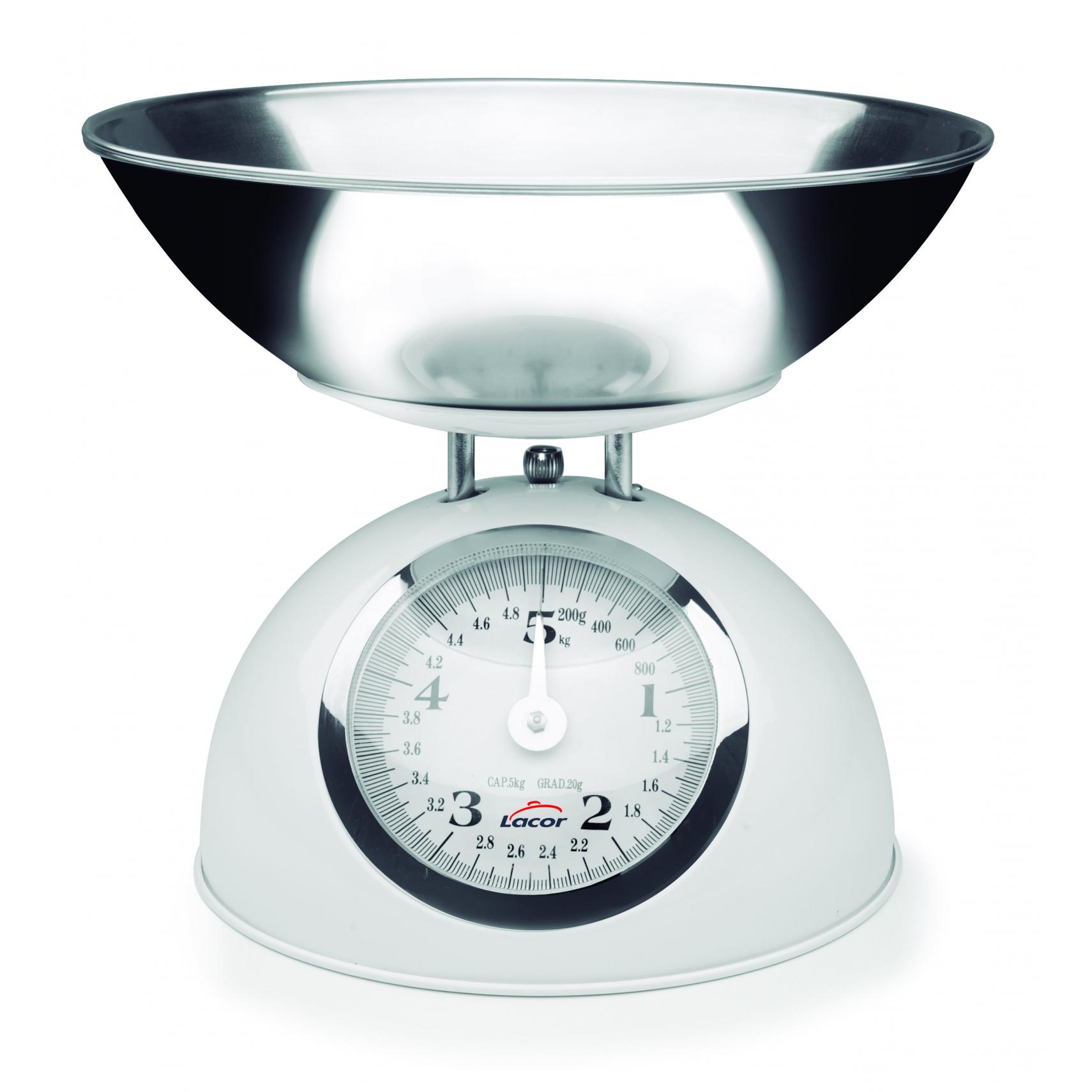 8414271617140 - Mechanische Waage retro white mit Edelstahlschale Lacor