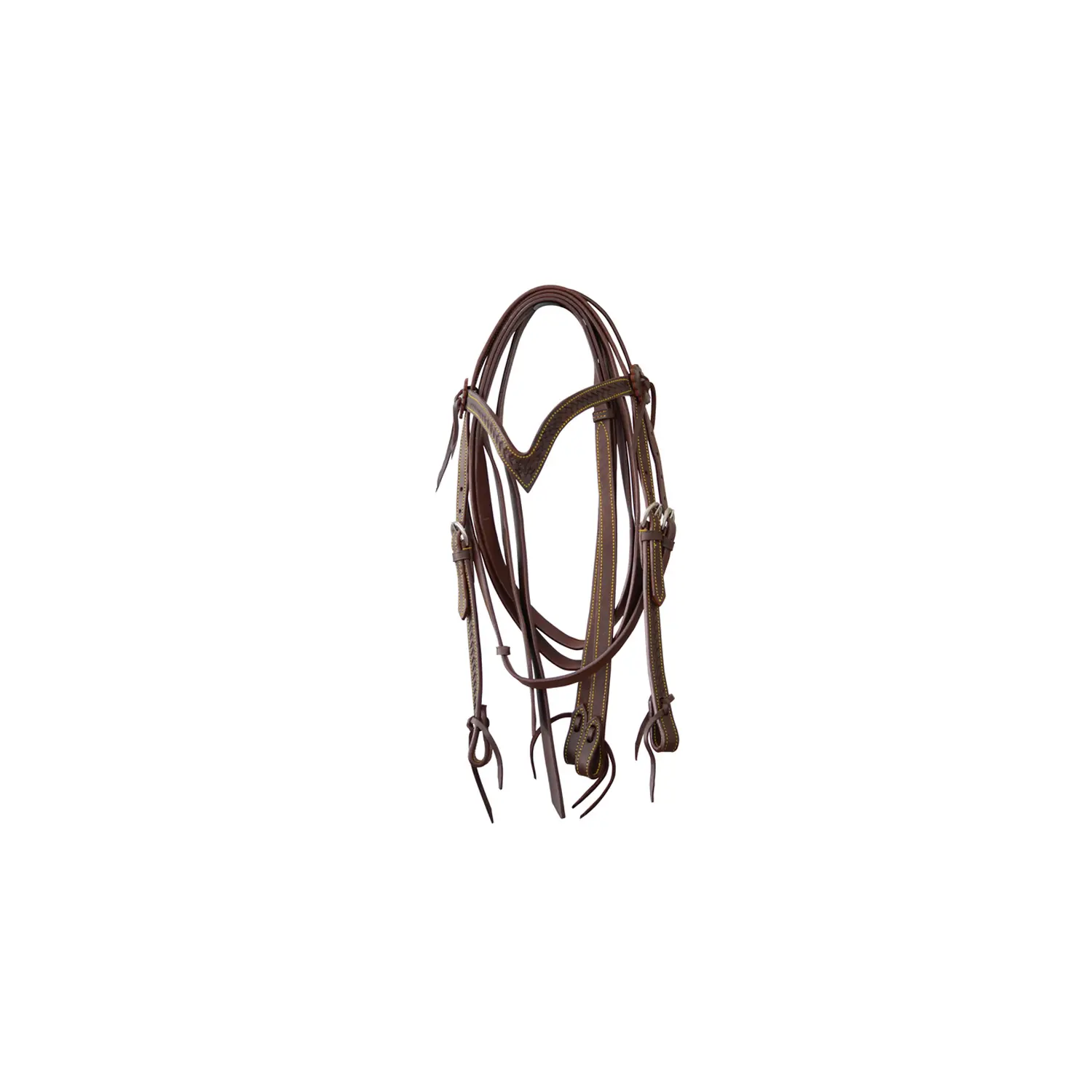 Meilleurs prix pour Bridons équitation pour cheval darkbrown Lakota Browband Basket Tooling