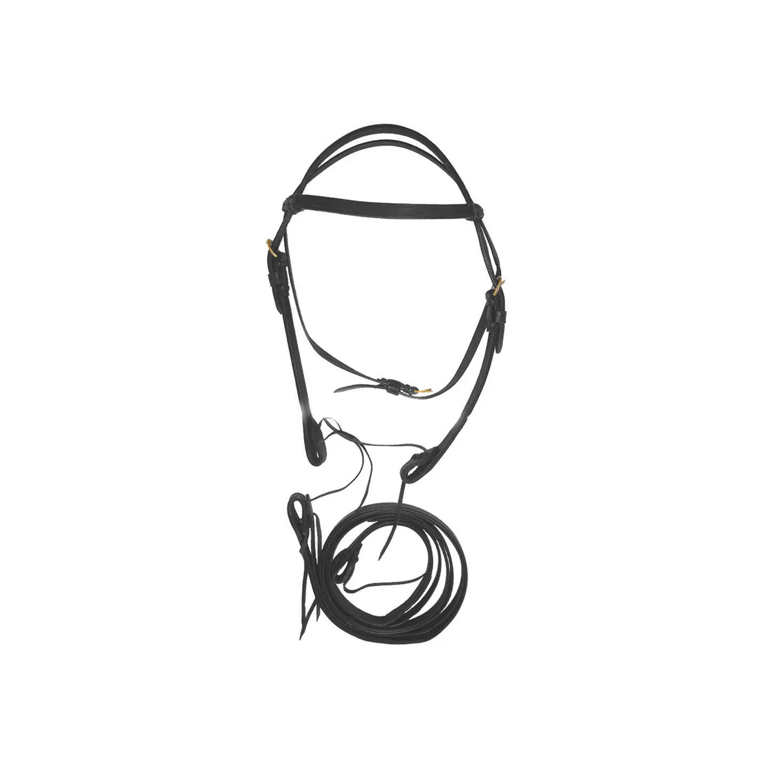 Comparer les prix de Têtière western équitation double en cuir avec rênes Lakota