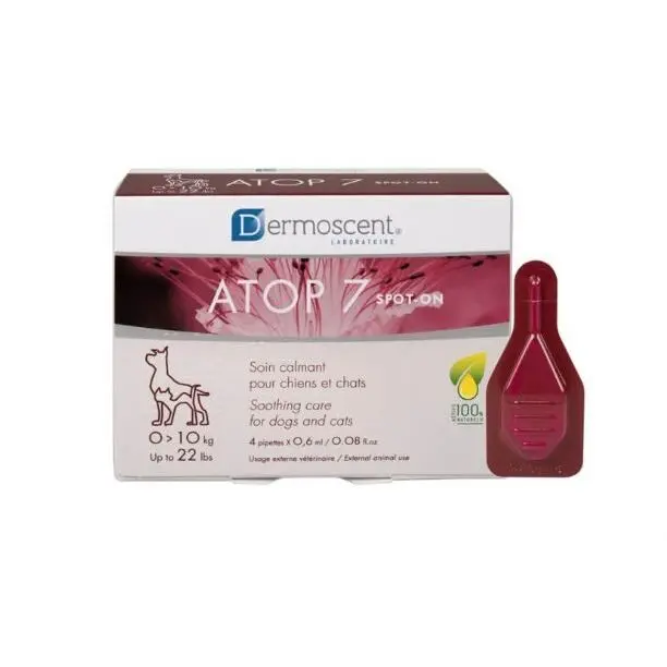 Comparer les prix de DERMOSCENT ATOP 7 SPOT-ON - Solution pour peaux irritées de chien et chat - 4 pipettes 0-10kg