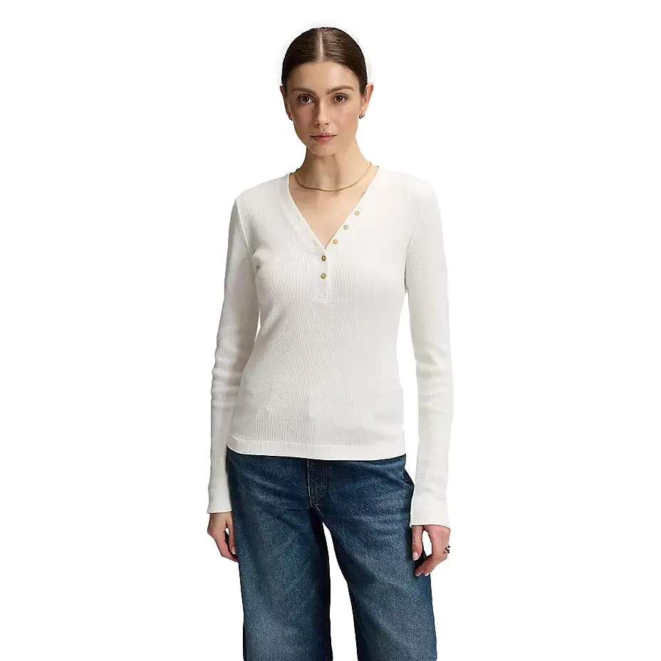 Maglietta a manica lunga da donna  Waffle Henley