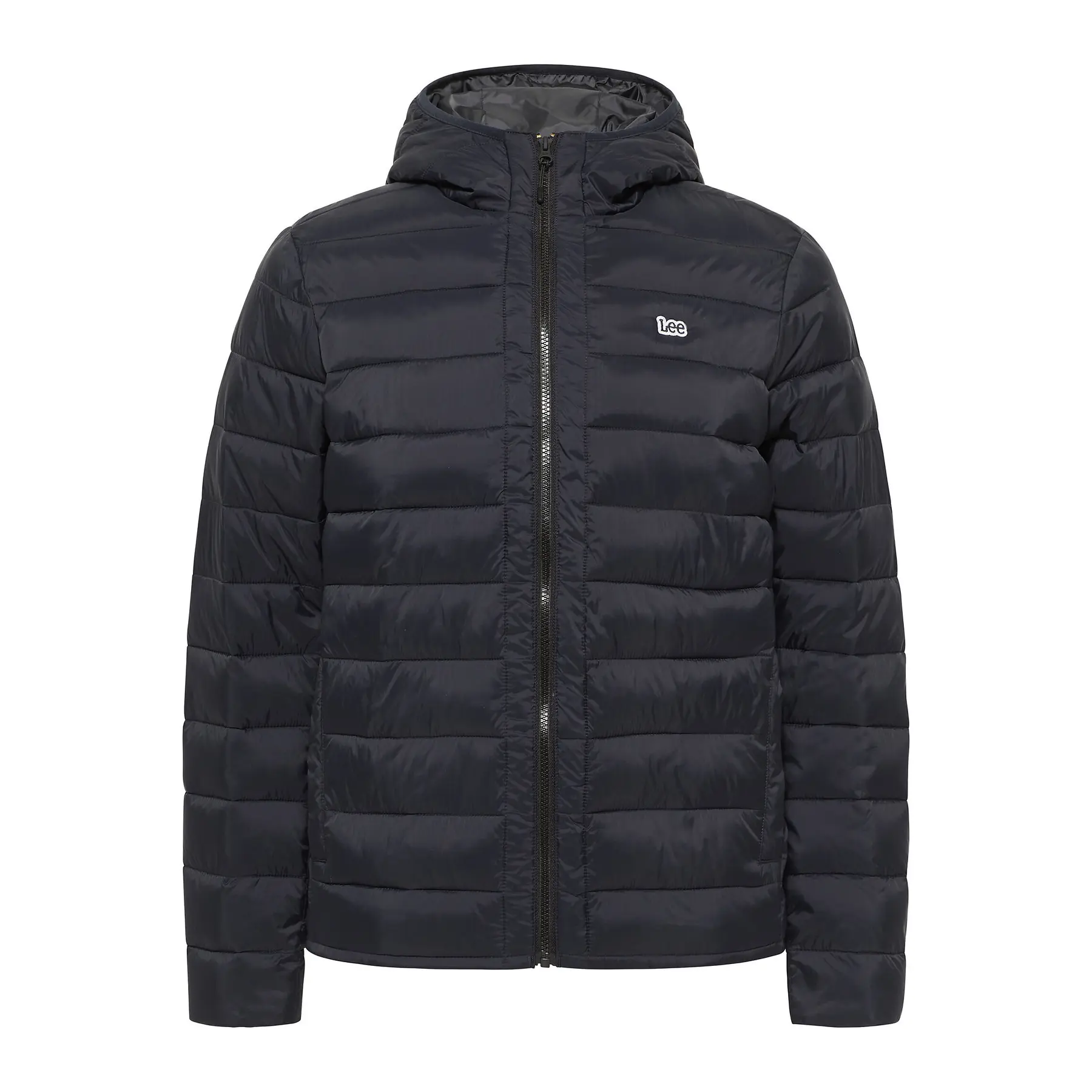 5401018965216 - - Leichte Steppjacke in Schwarz mit Kapuze und Logo