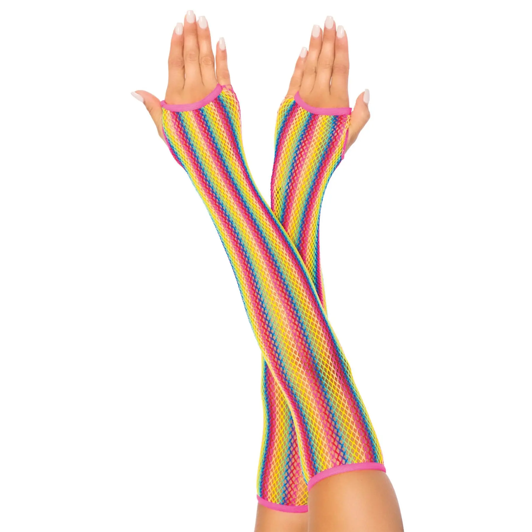 Regenbogen Netzhandschuhe Damen Leg Avenue