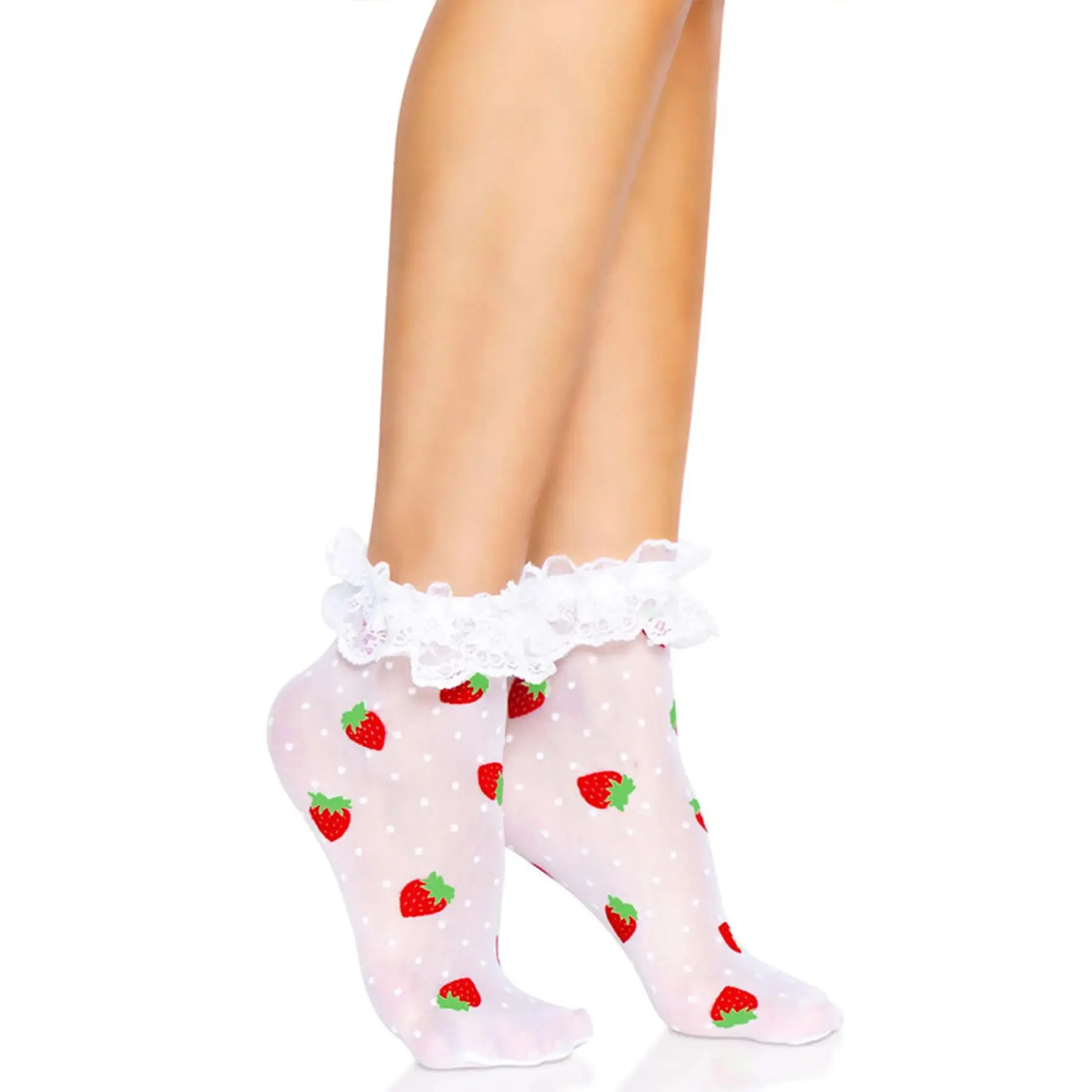 Kurze Socken mit Erdbeer-Motiv Damen Leg Avenue