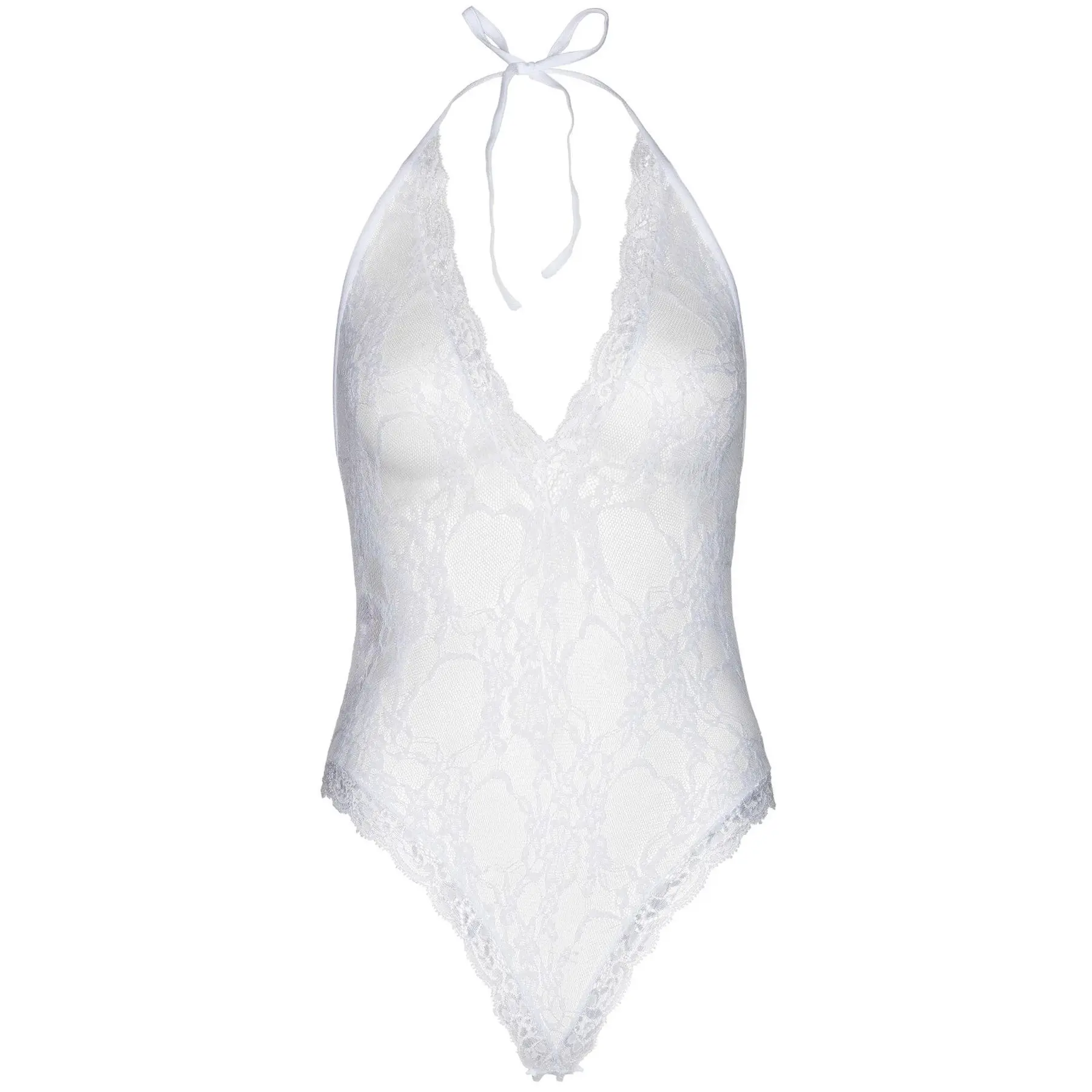 Nuisette aus floraler Spitze mit tiefem V-Ausschnitt + Damen-Höschen Leg Avenue
